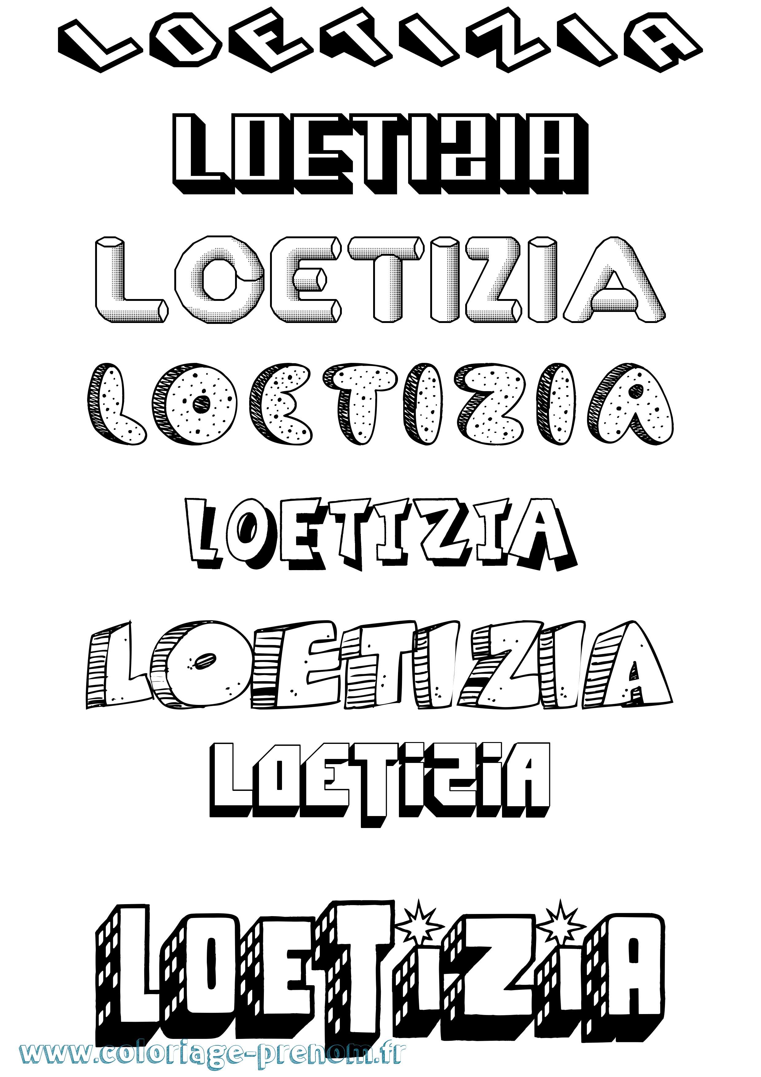 Coloriage Loetizia Effet 3D Coloriage prénom Loetizia Effet 3D