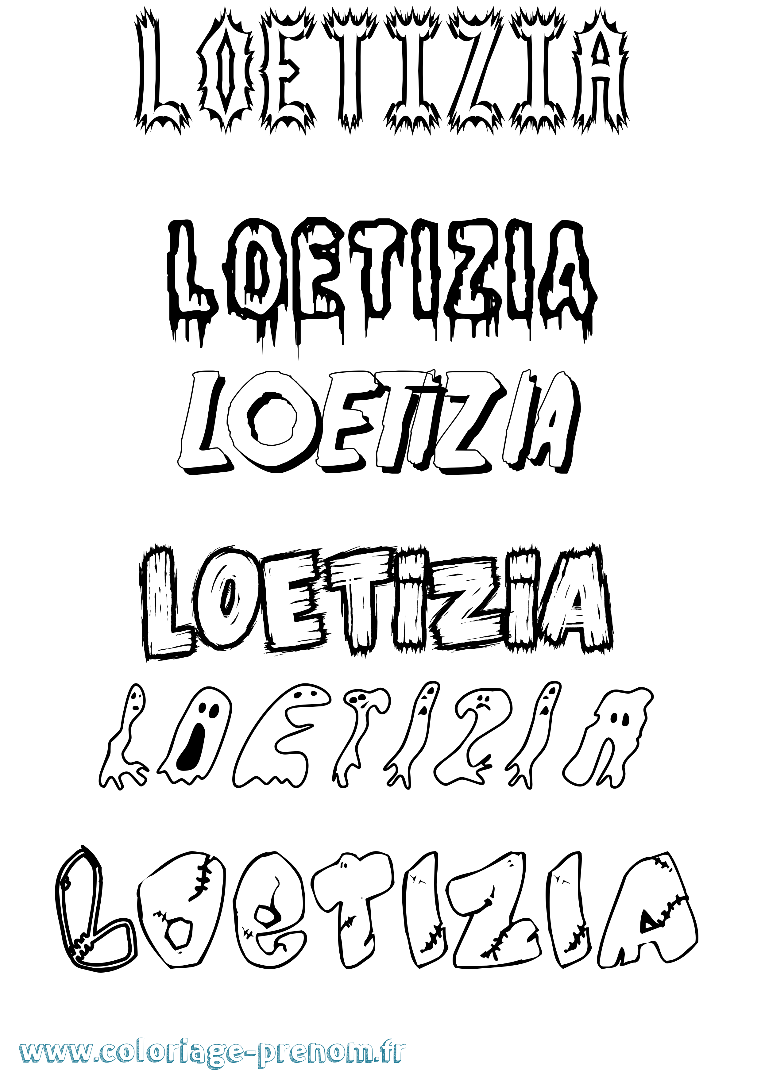 Coloriage Loetizia Frisson Coloriage prénom Loetizia Frisson