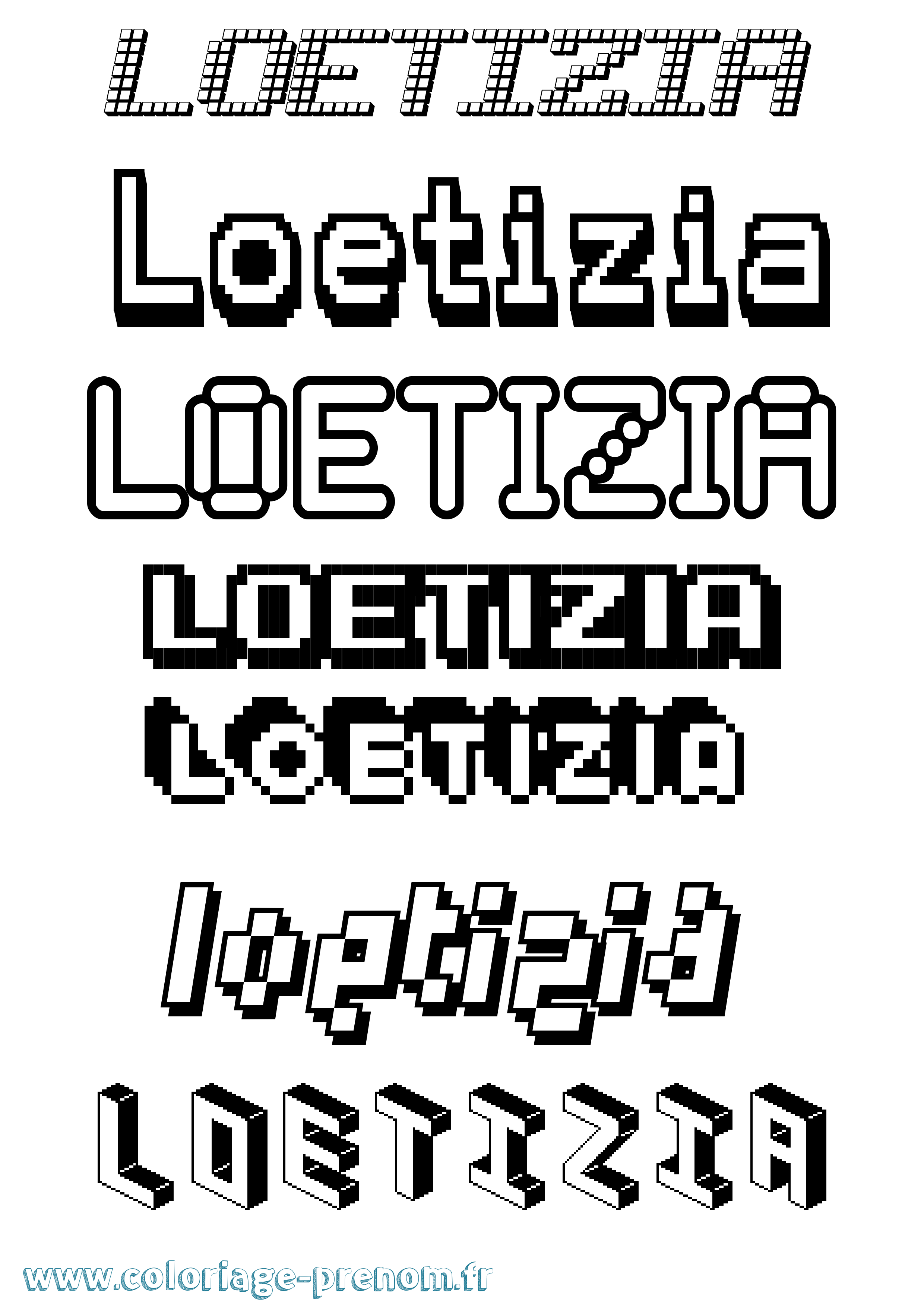 Coloriage Loetizia Pixel Coloriage prénom Loetizia Pixel