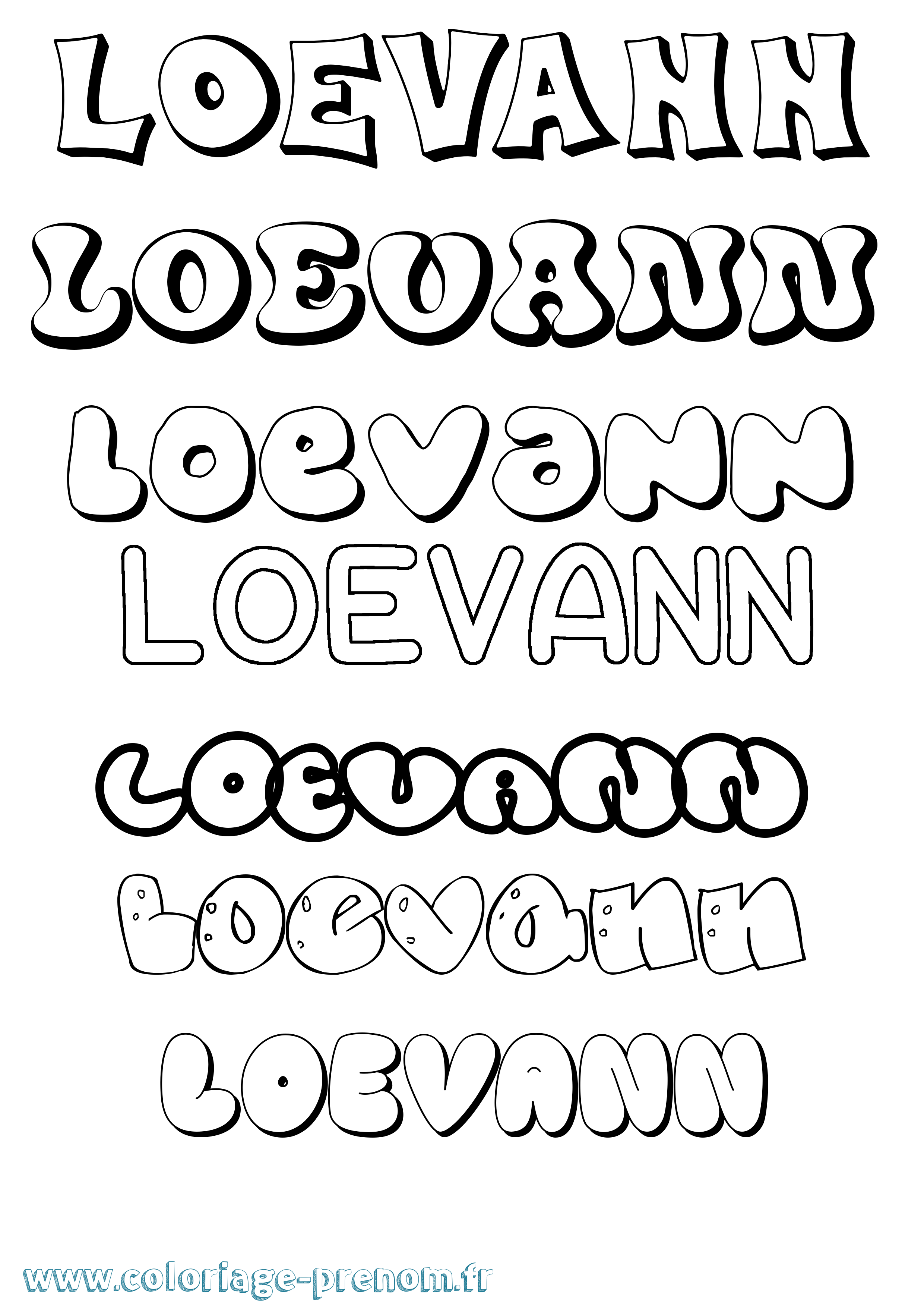 Coloriage Loevann Bubble Coloriage prénom Loevann Bubble