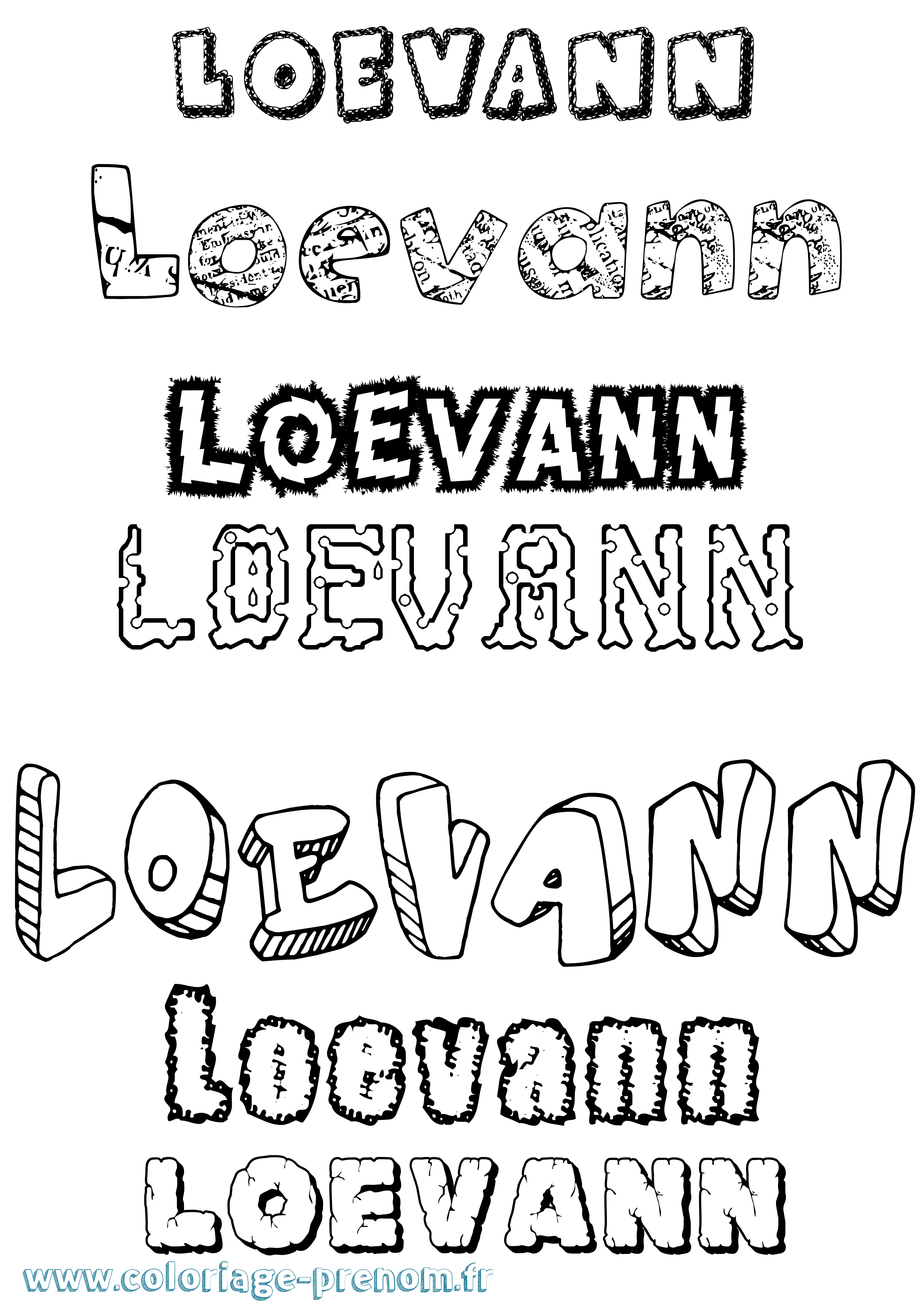 Coloriage Loevann Destructuré Coloriage prénom Loevann Destructuré
