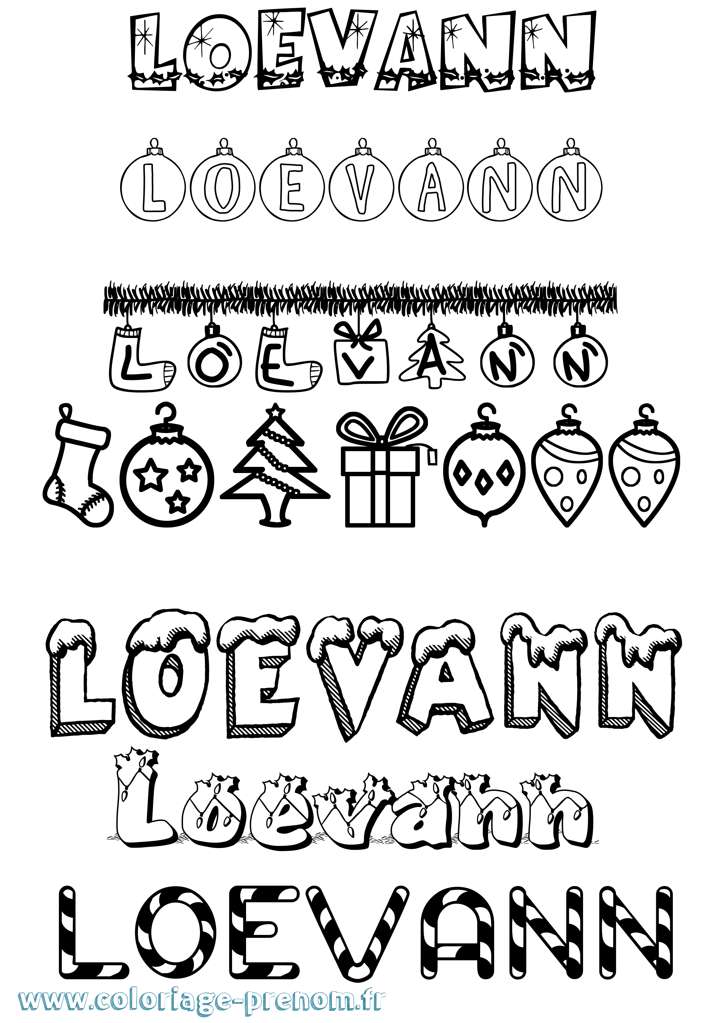 Coloriage Loevann Noël Coloriage prénom Loevann Noël