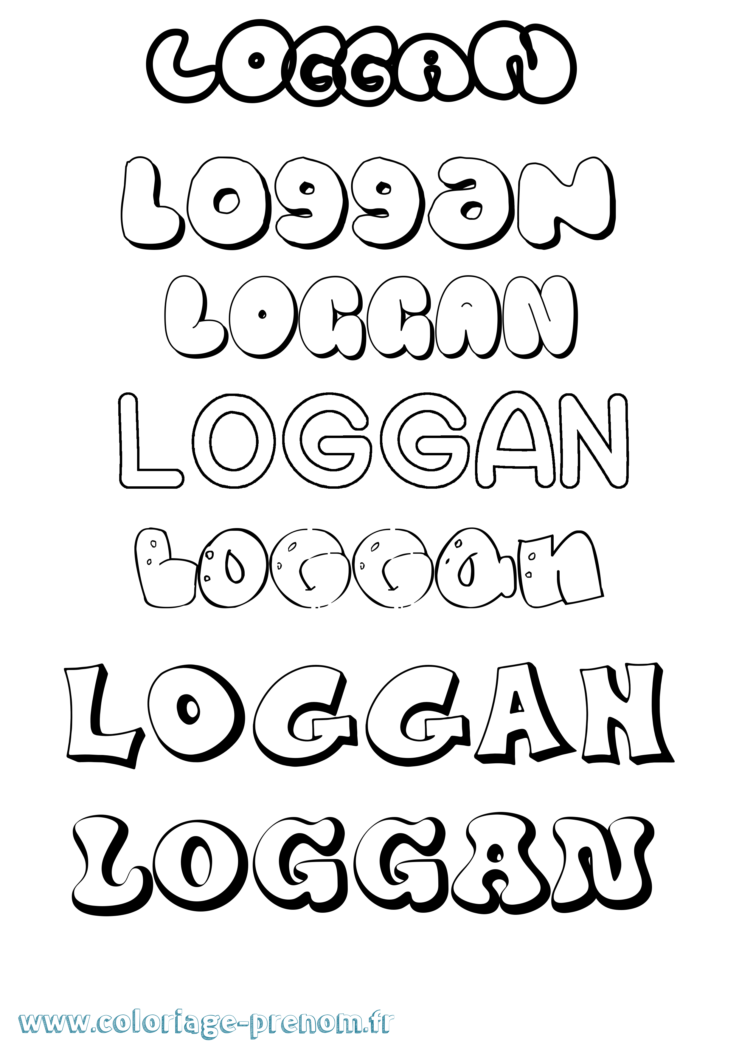 Coloriage Loggan Bubble Coloriage prénom Loggan Bubble