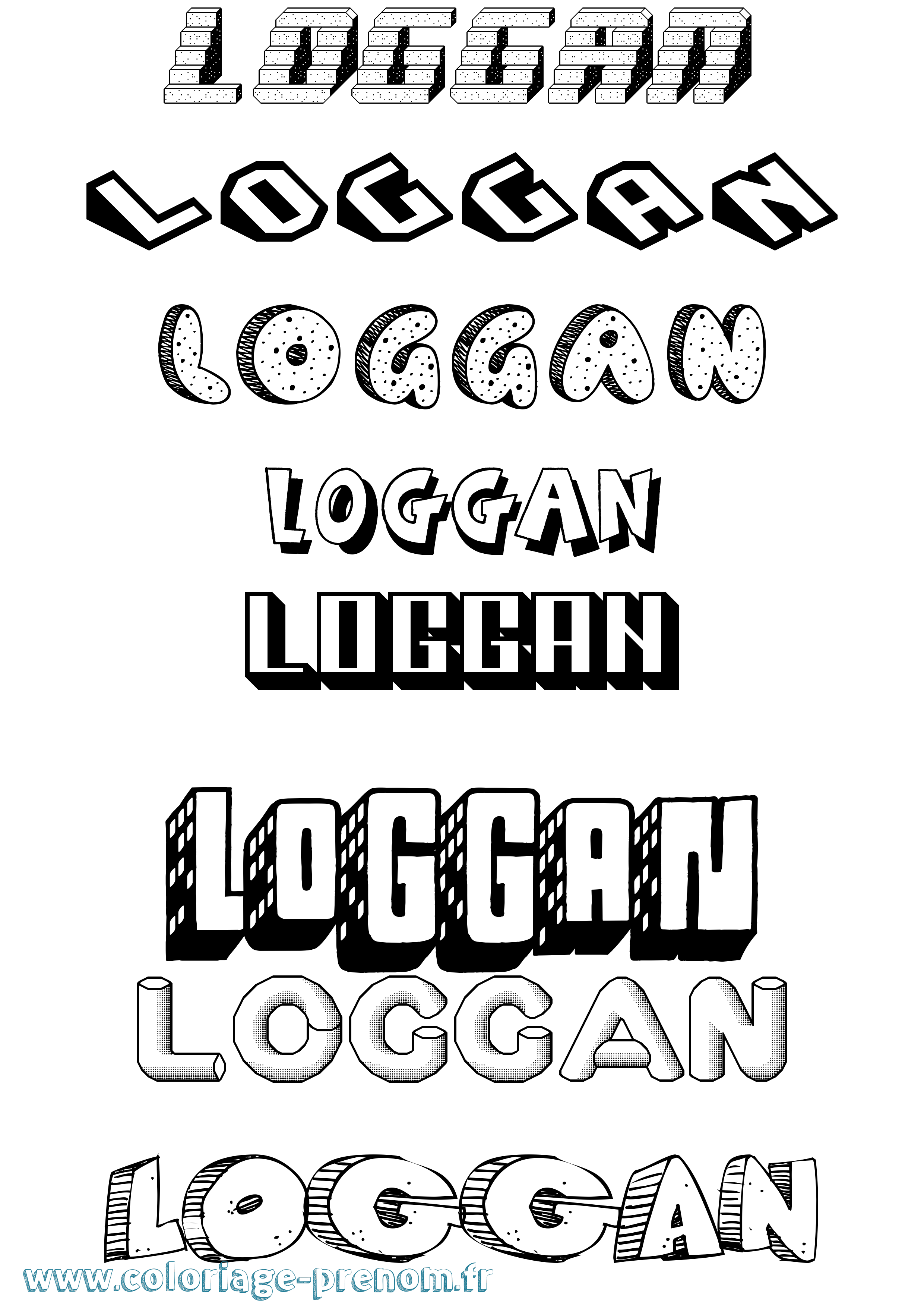 Coloriage Loggan Effet 3D Coloriage prénom Loggan Effet 3D