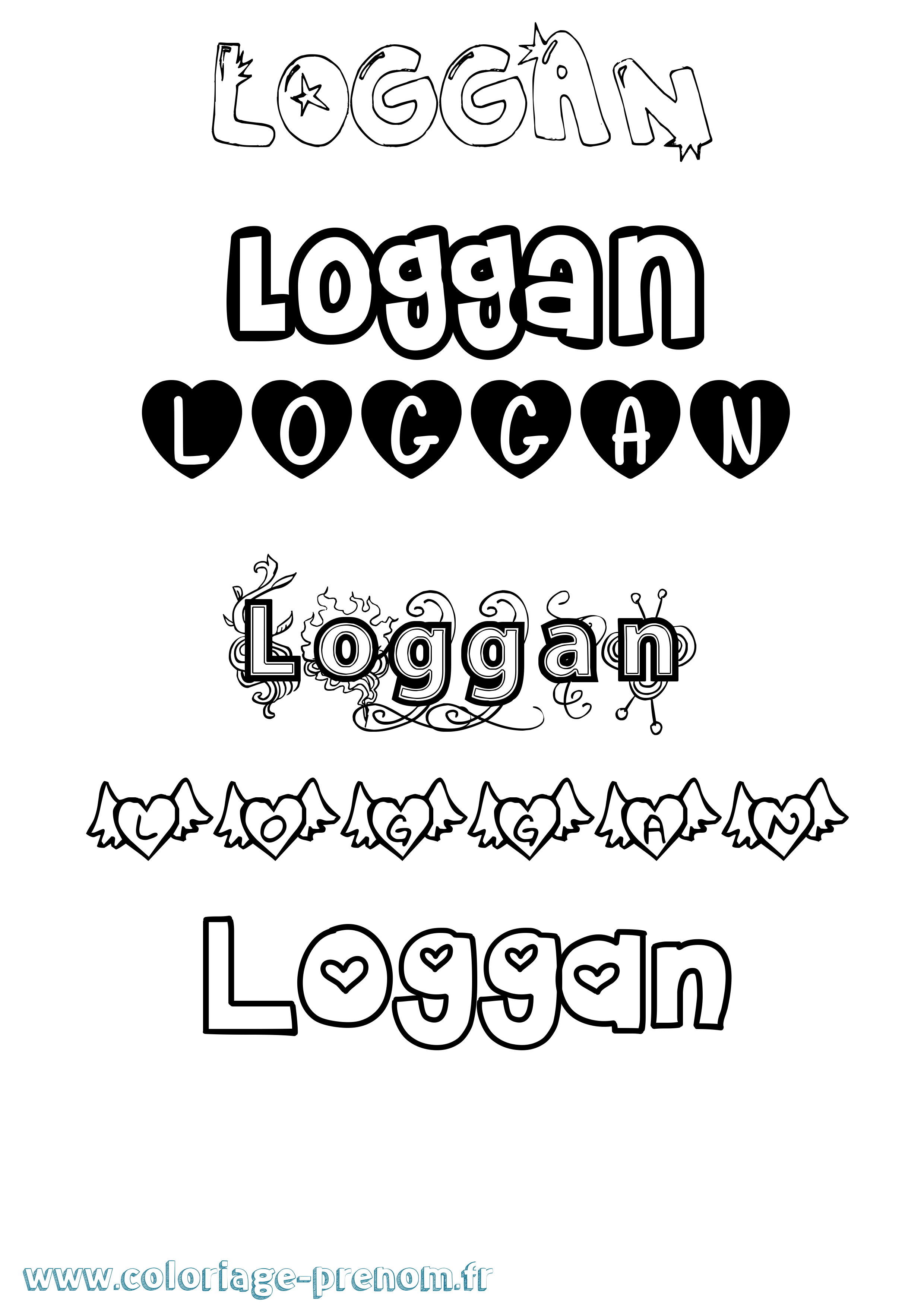 Coloriage Loggan Girly Coloriage prénom Loggan Girly