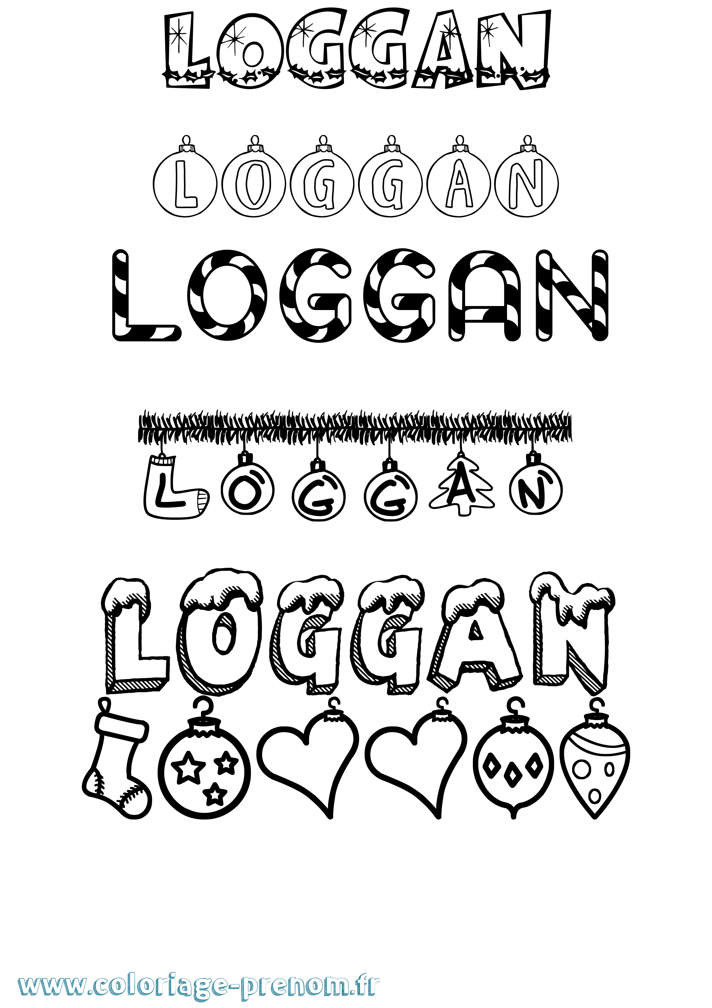 Coloriage Loggan Noël Coloriage prénom Loggan Noël