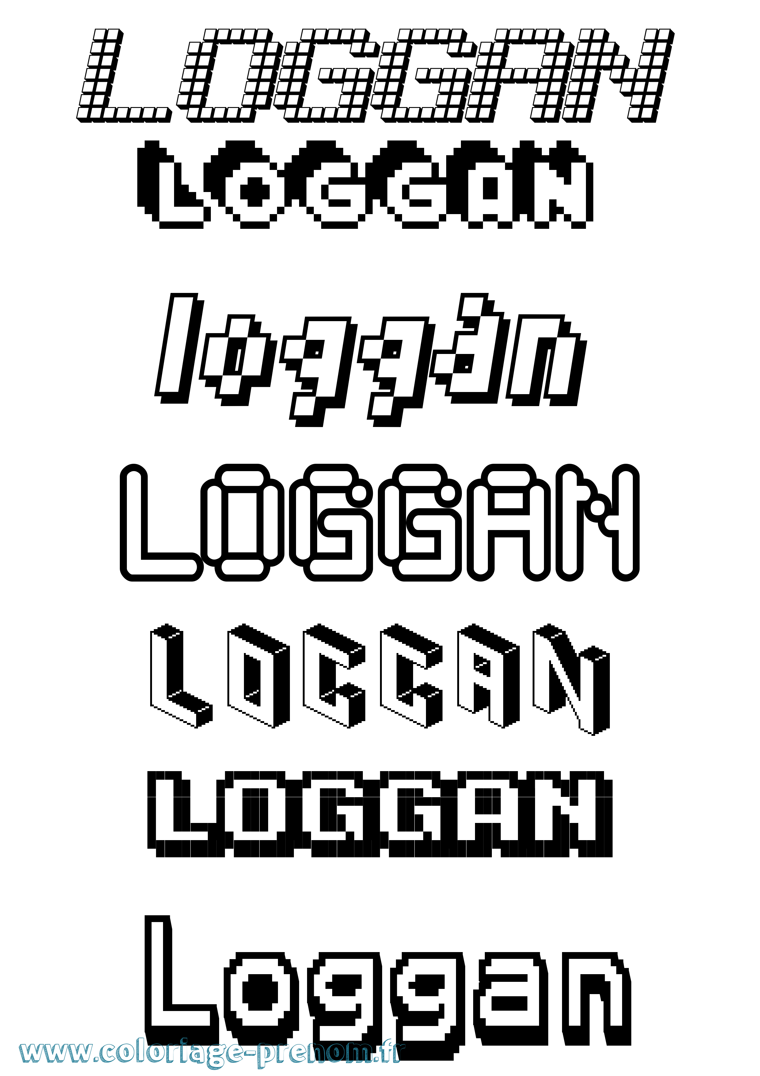 Coloriage Loggan Pixel Coloriage prénom Loggan Pixel