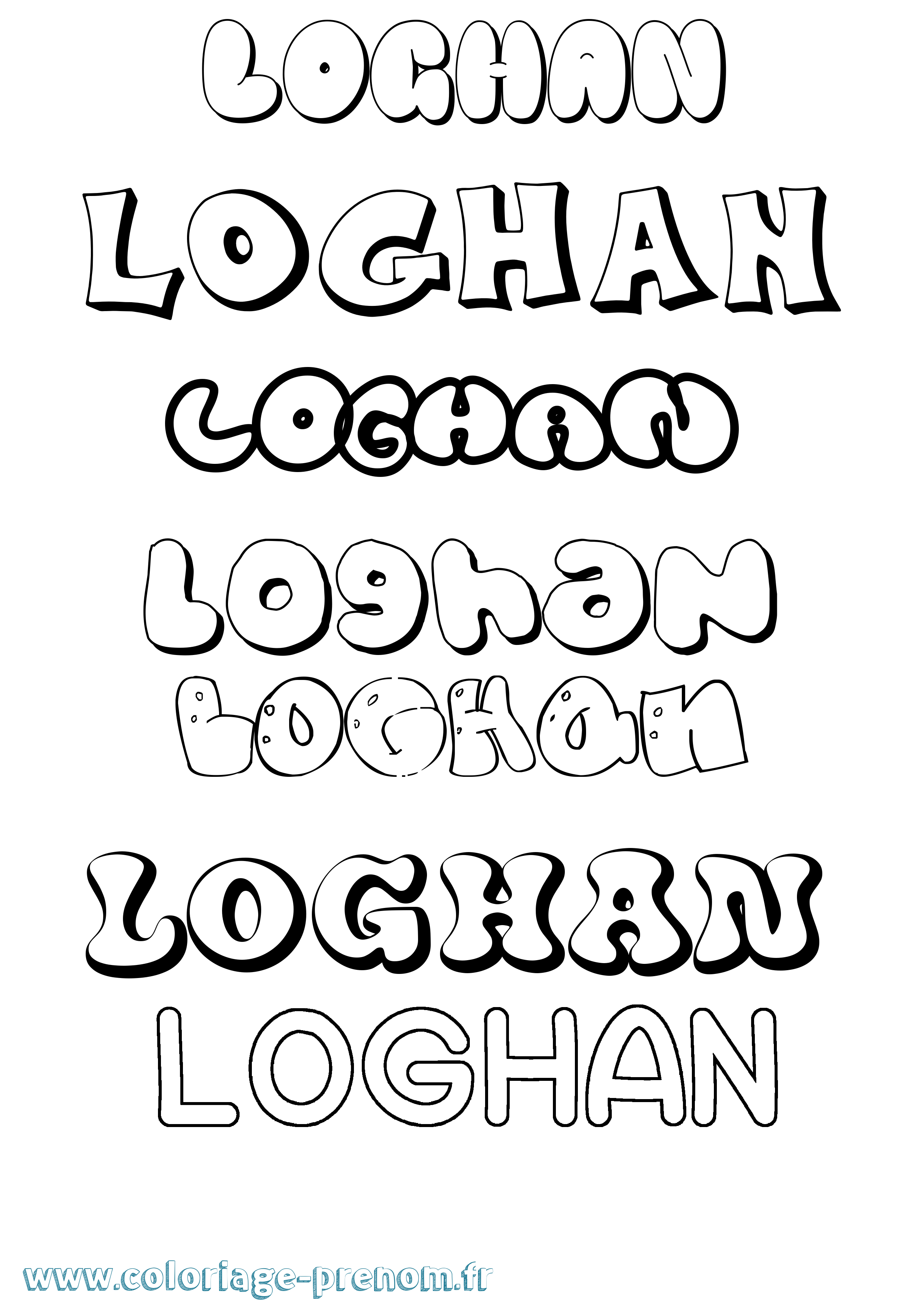 Coloriage Loghan Bubble Coloriage prénom Loghan Bubble