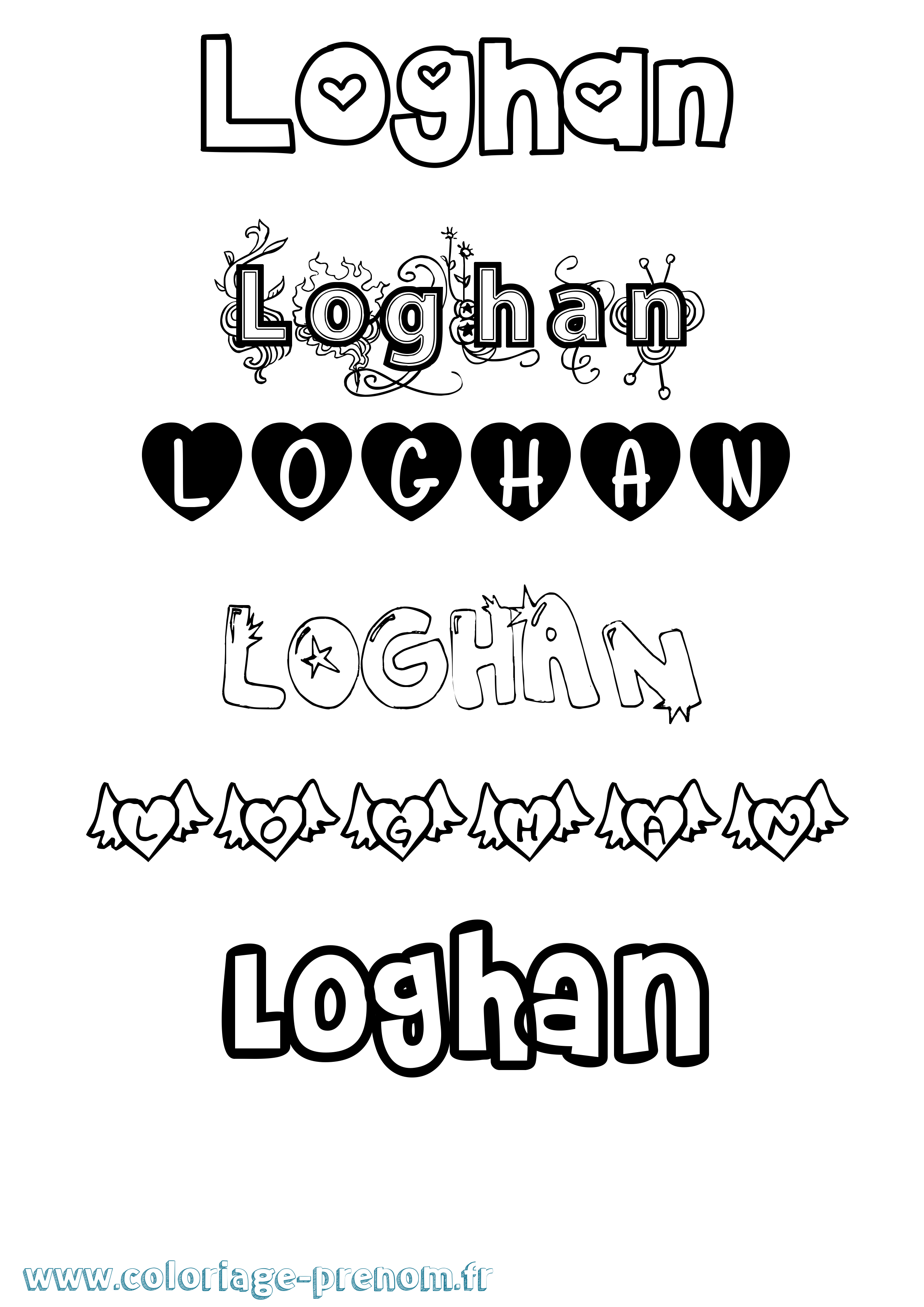 Coloriage Loghan Girly Coloriage prénom Loghan Girly