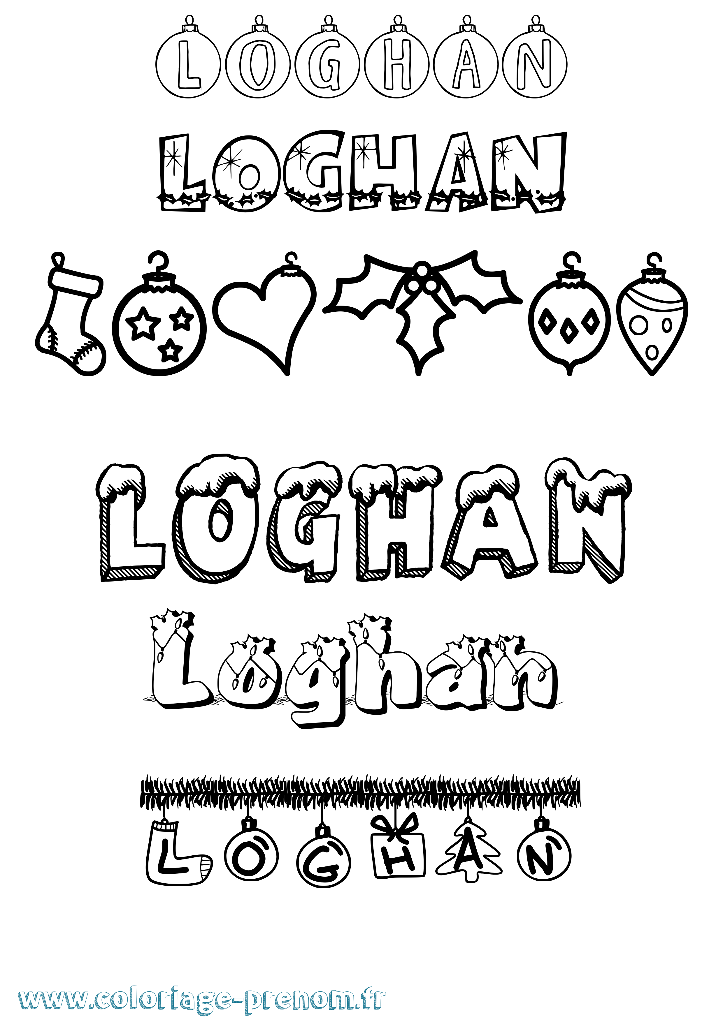 Coloriage Loghan Noël Coloriage prénom Loghan Noël