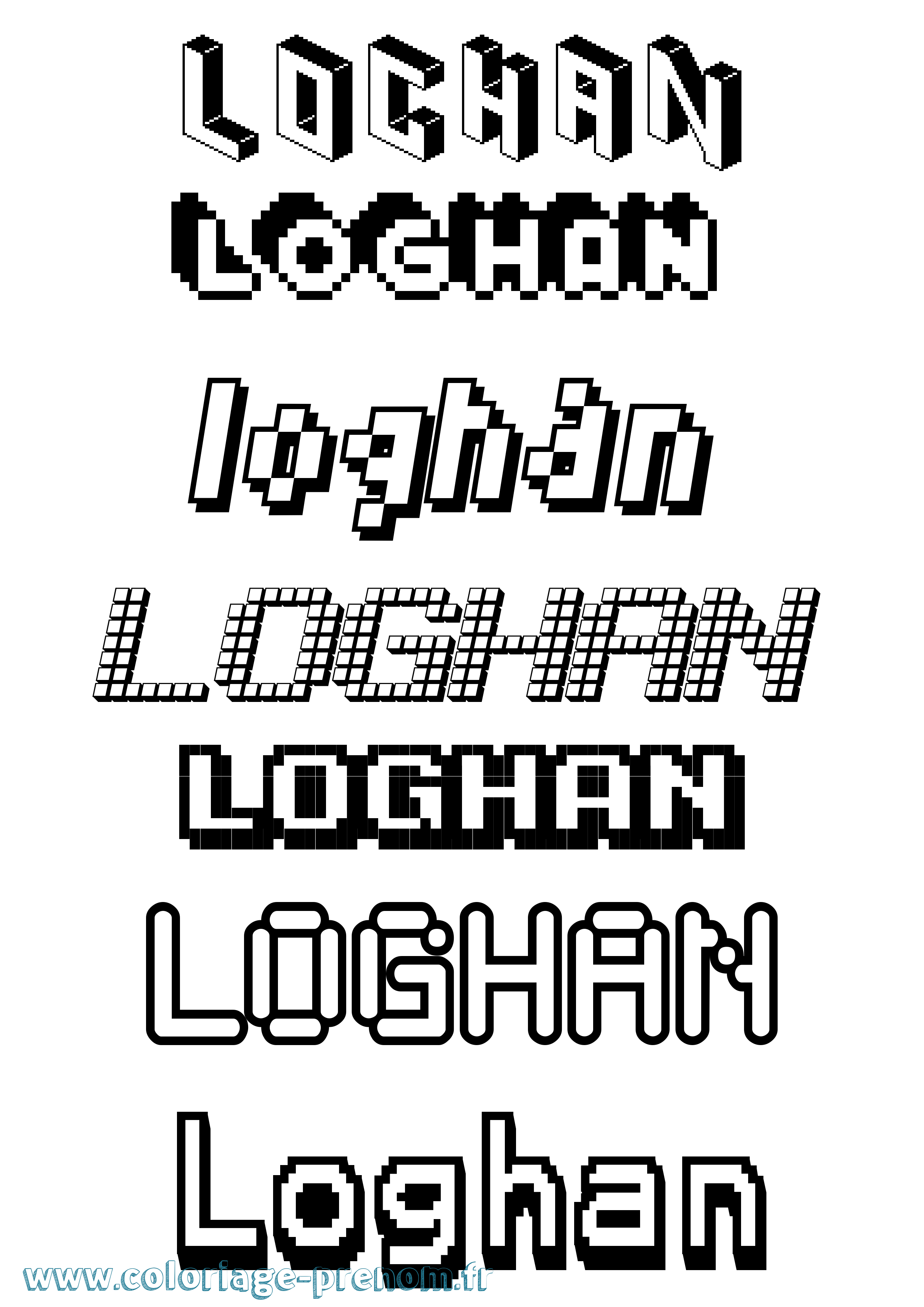 Coloriage Loghan Pixel Coloriage prénom Loghan Pixel