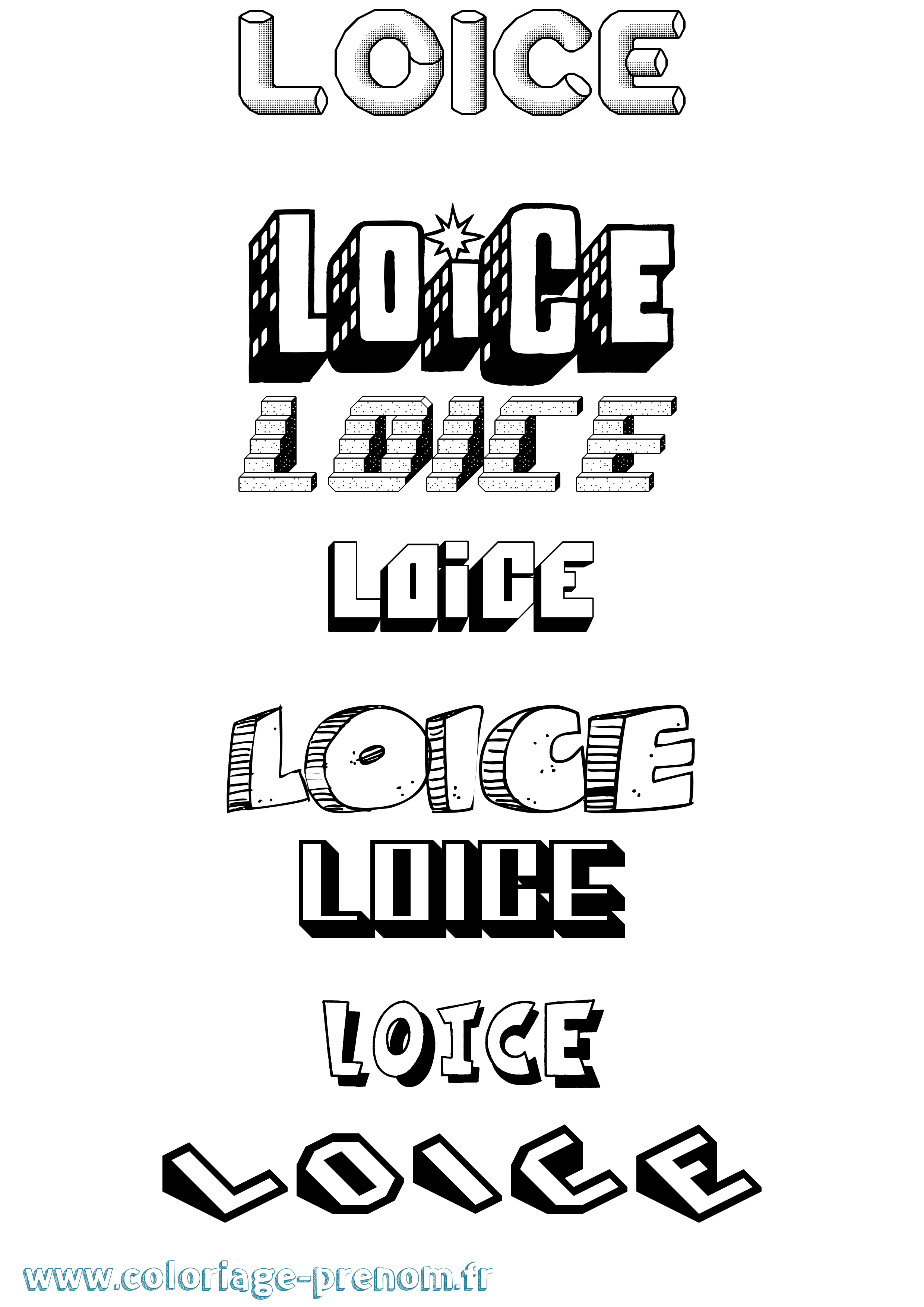 Coloriage Loice Effet 3D Coloriage prénom Loice Effet 3D