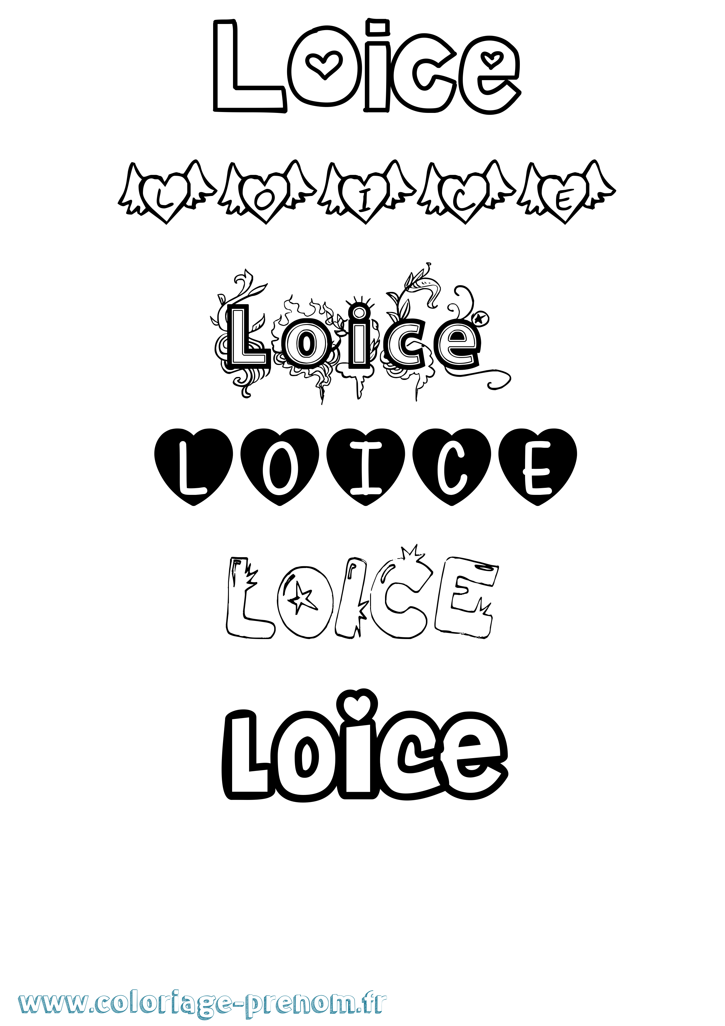 Coloriage Loice Girly Coloriage prénom Loice Girly