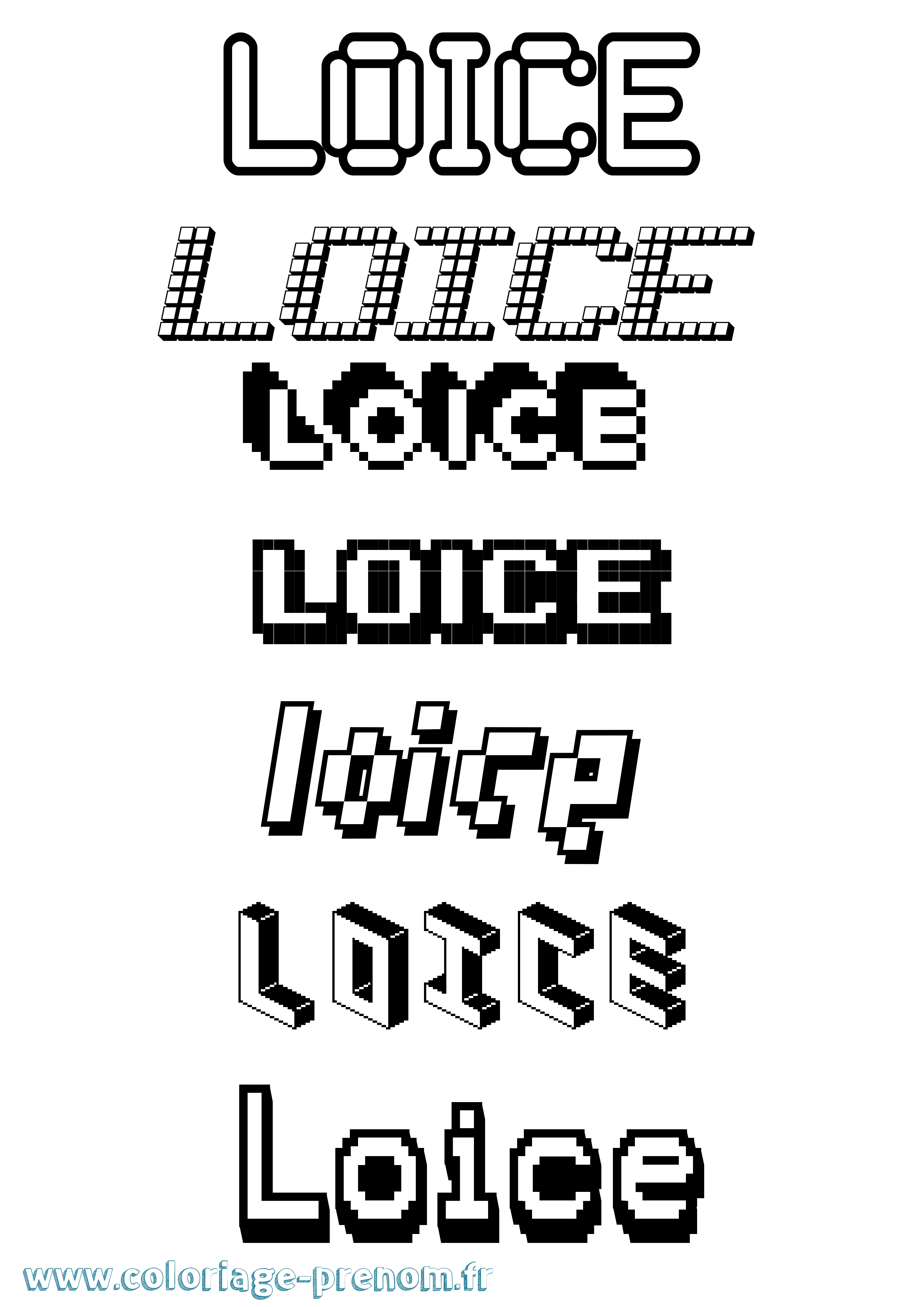 Coloriage Loice Pixel Coloriage prénom Loice Pixel