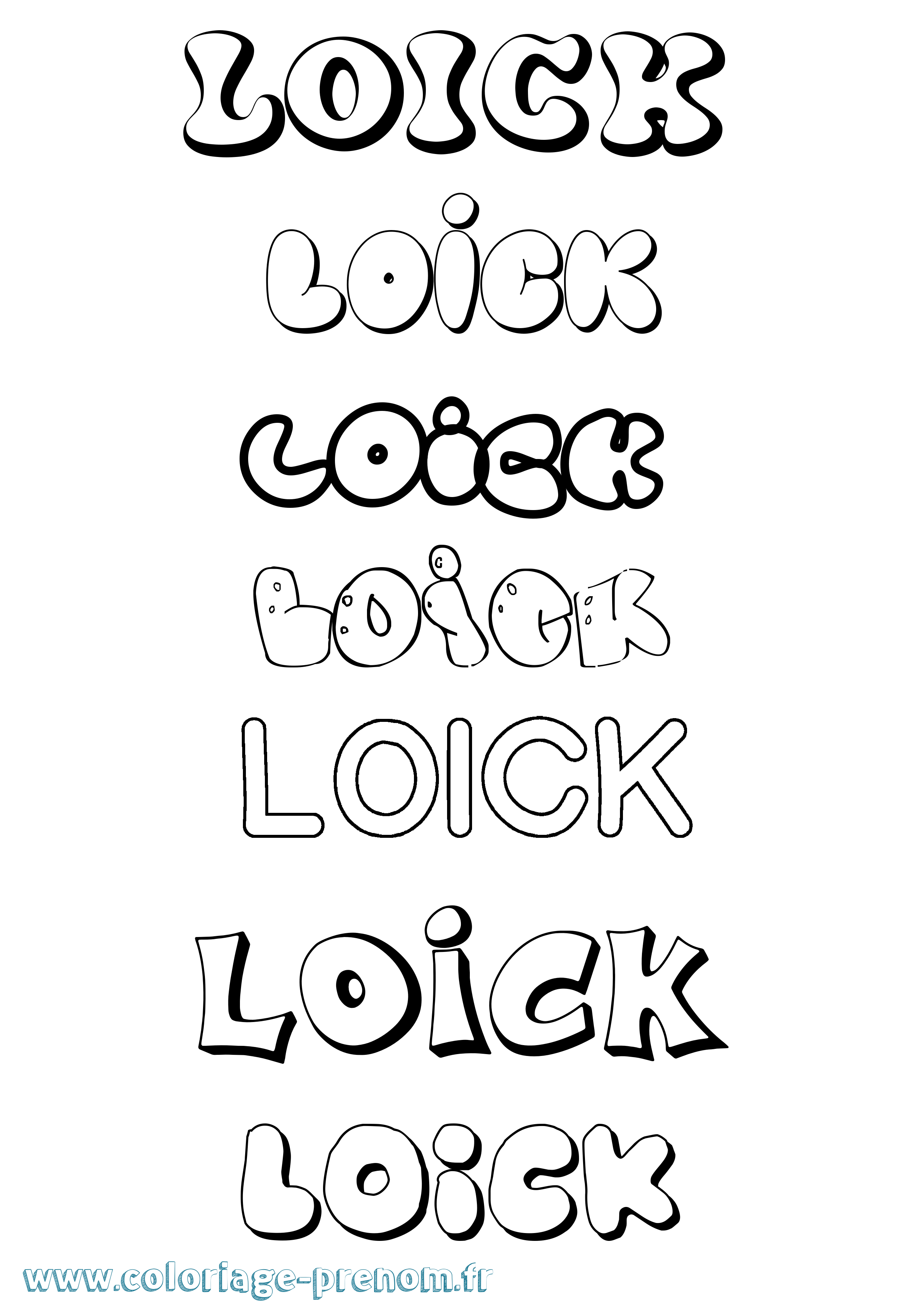 Coloriage Loick Bubble Coloriage prénom Loick Bubble