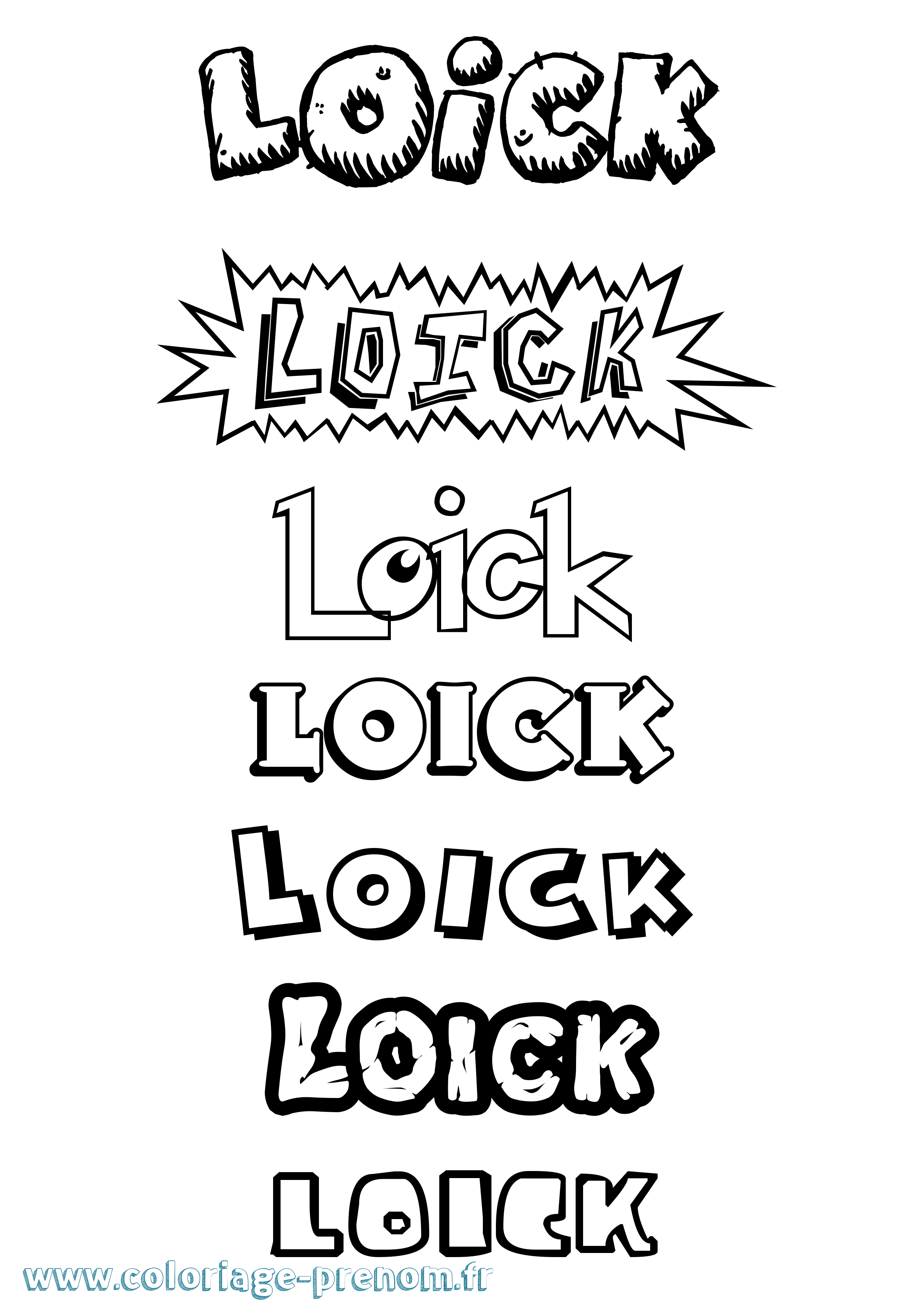 Coloriage Loick Dessin Animé Coloriage prénom Loick Dessin Animé