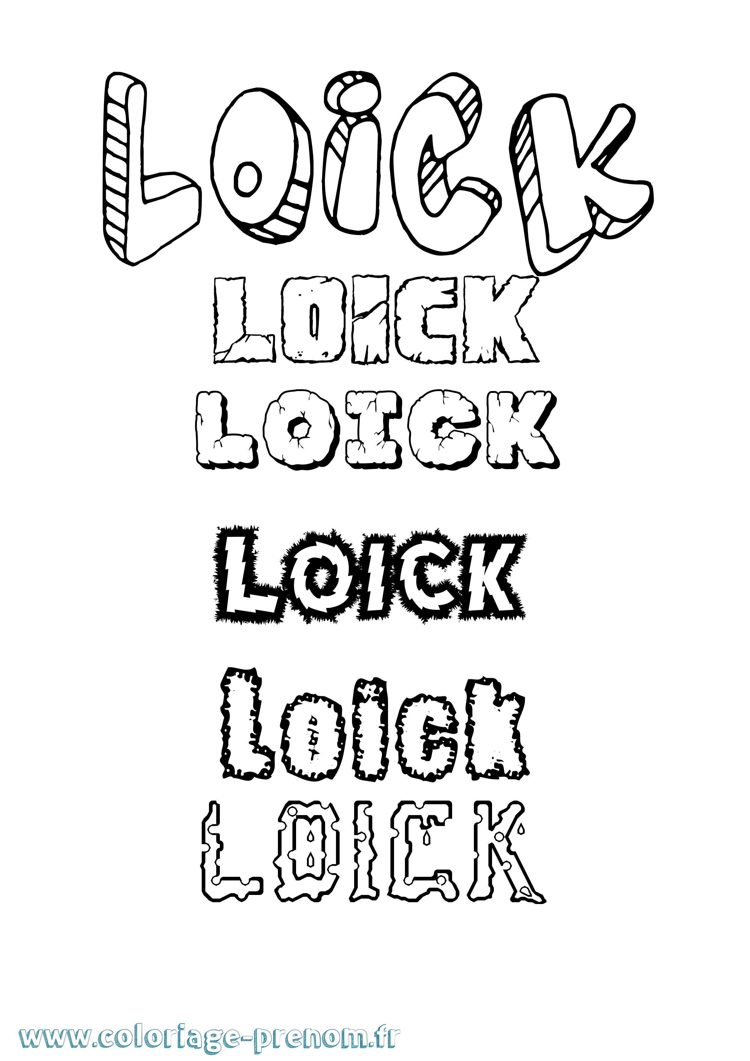 Coloriage Loick Destructuré Coloriage prénom Loick Destructuré