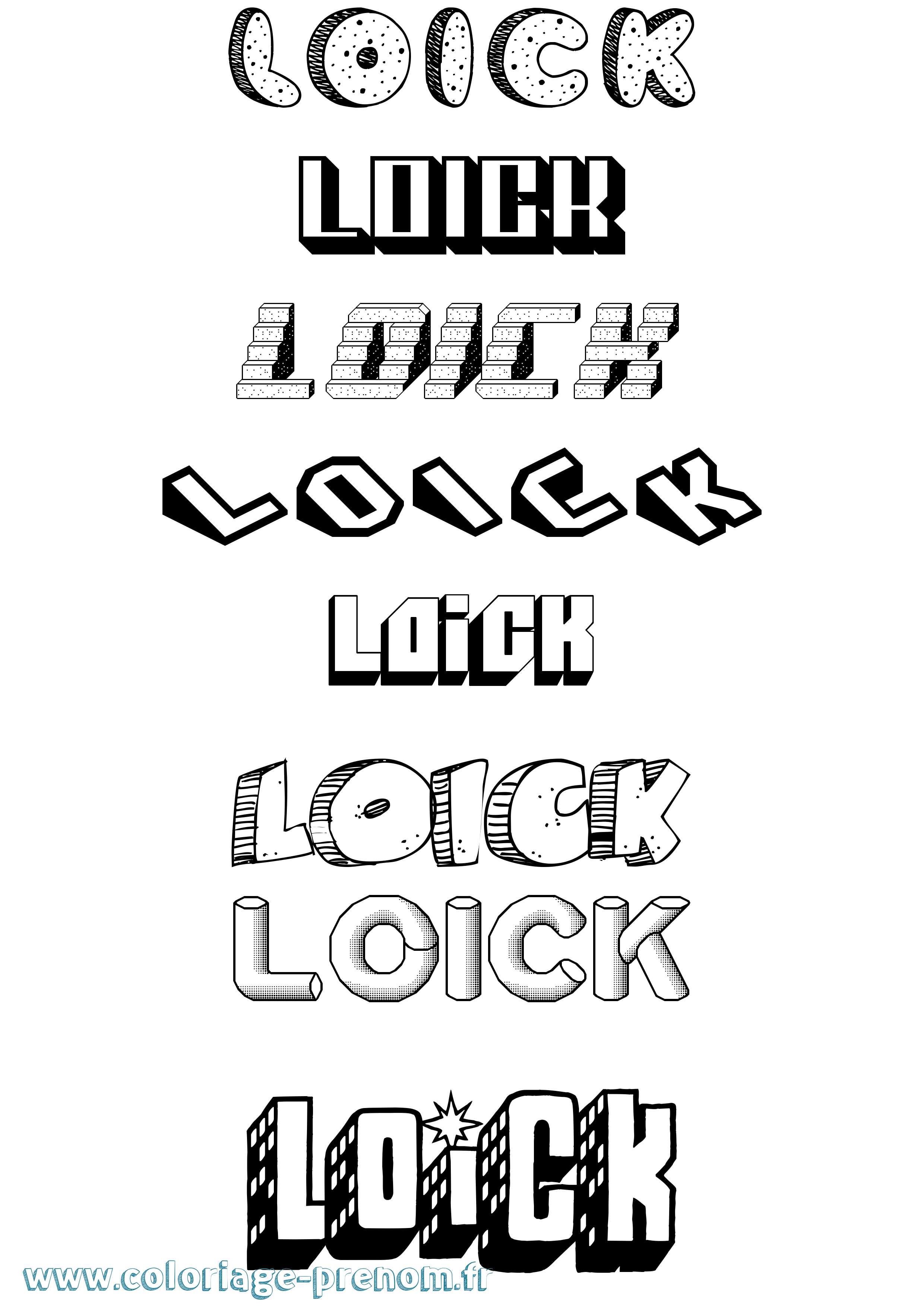Coloriage Loick Effet 3D Coloriage prénom Loick Effet 3D