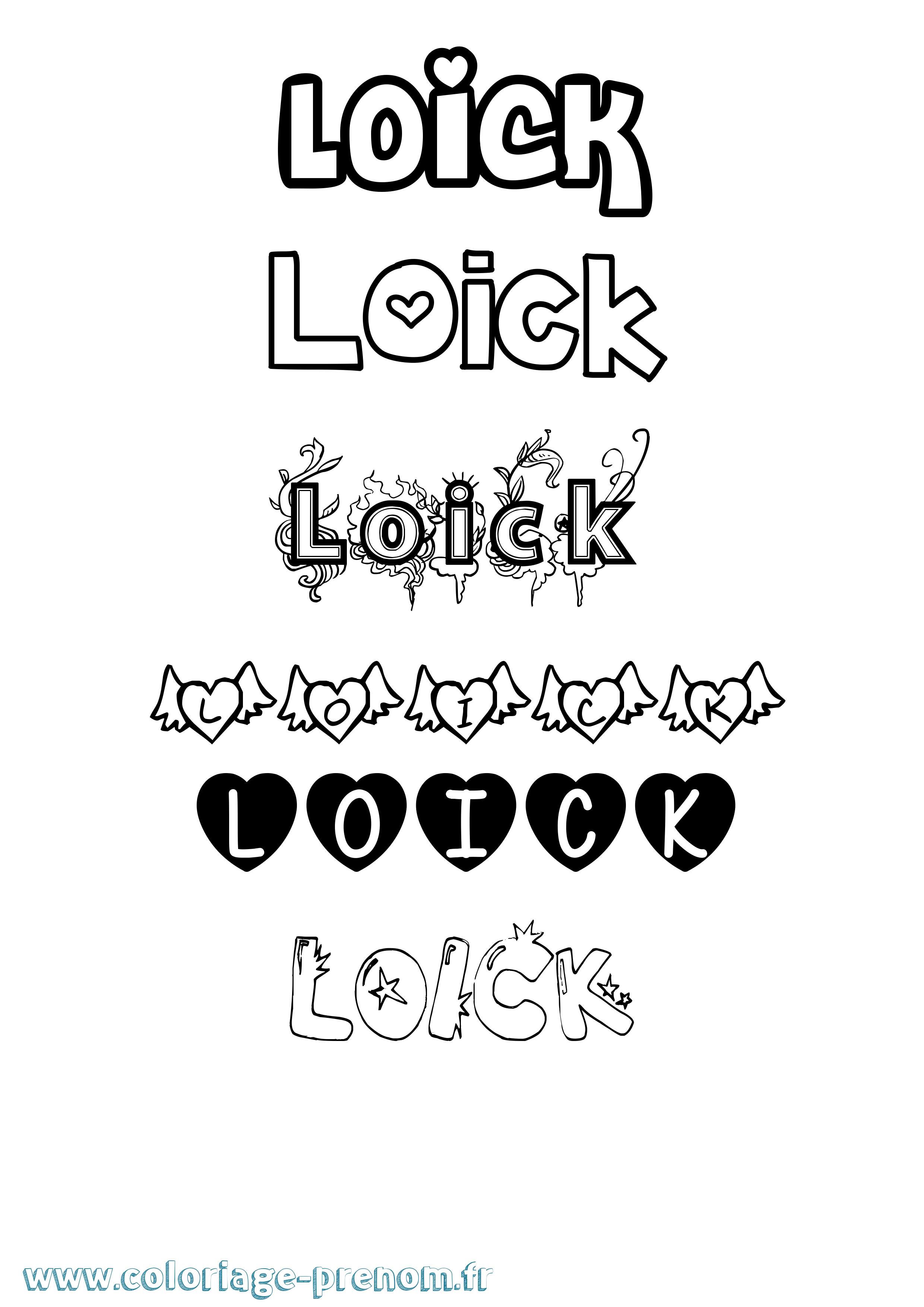 Coloriage Loick Girly Coloriage prénom Loick Girly