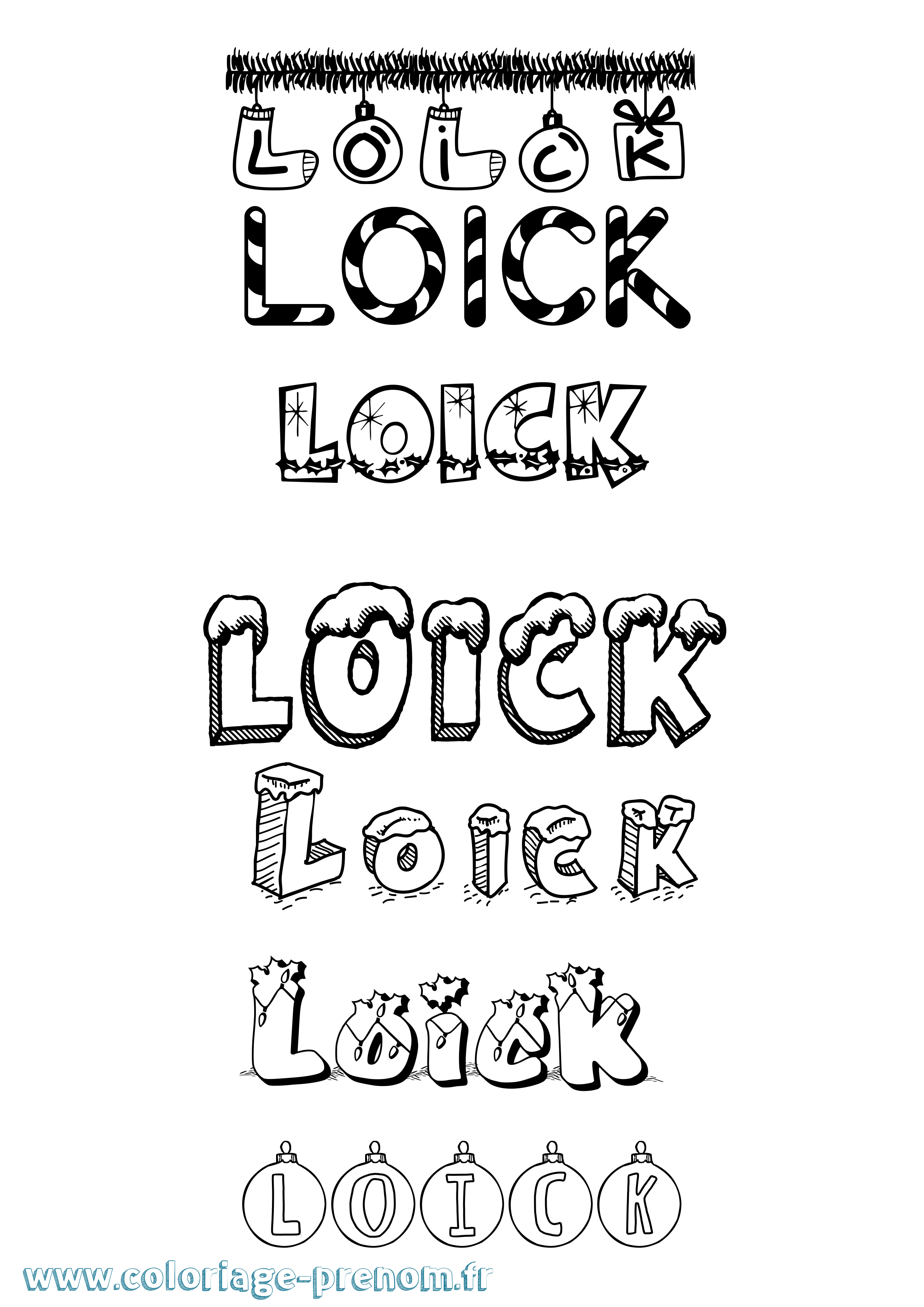 Coloriage Loick Noël Coloriage prénom Loick Noël