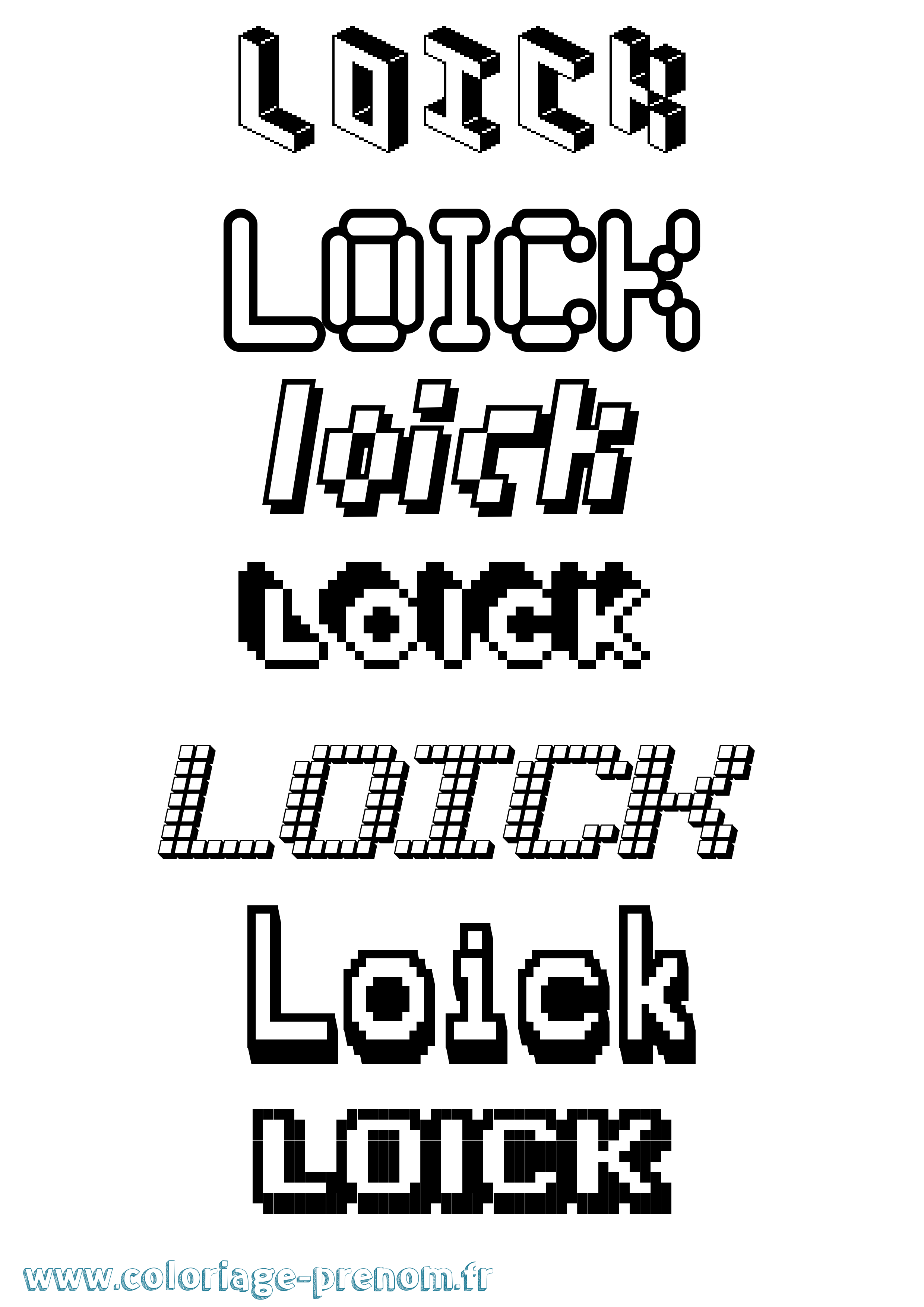 Coloriage Loick Pixel Coloriage prénom Loick Pixel