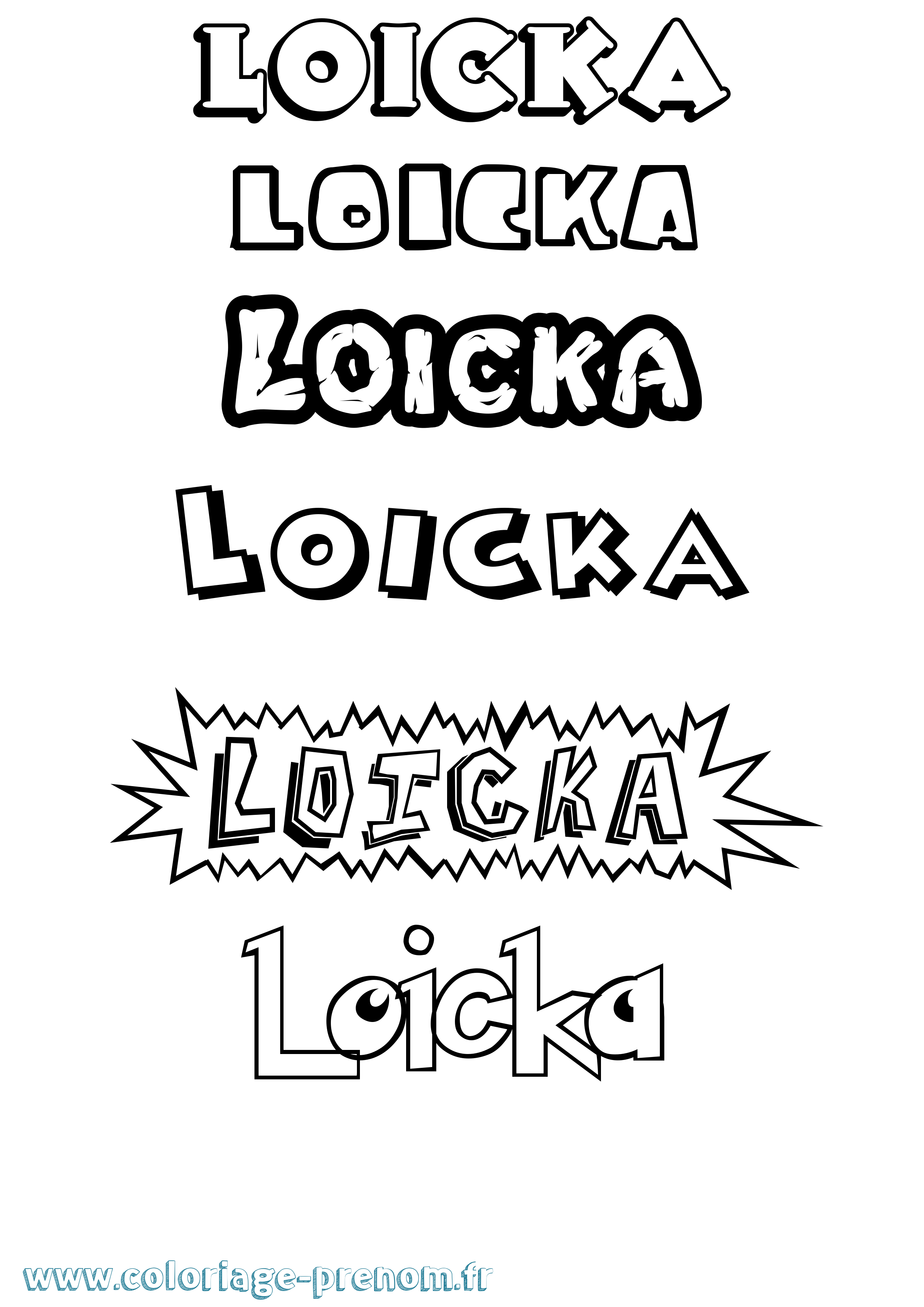 Coloriage Loicka Dessin Animé Coloriage prénom Loicka Dessin Animé
