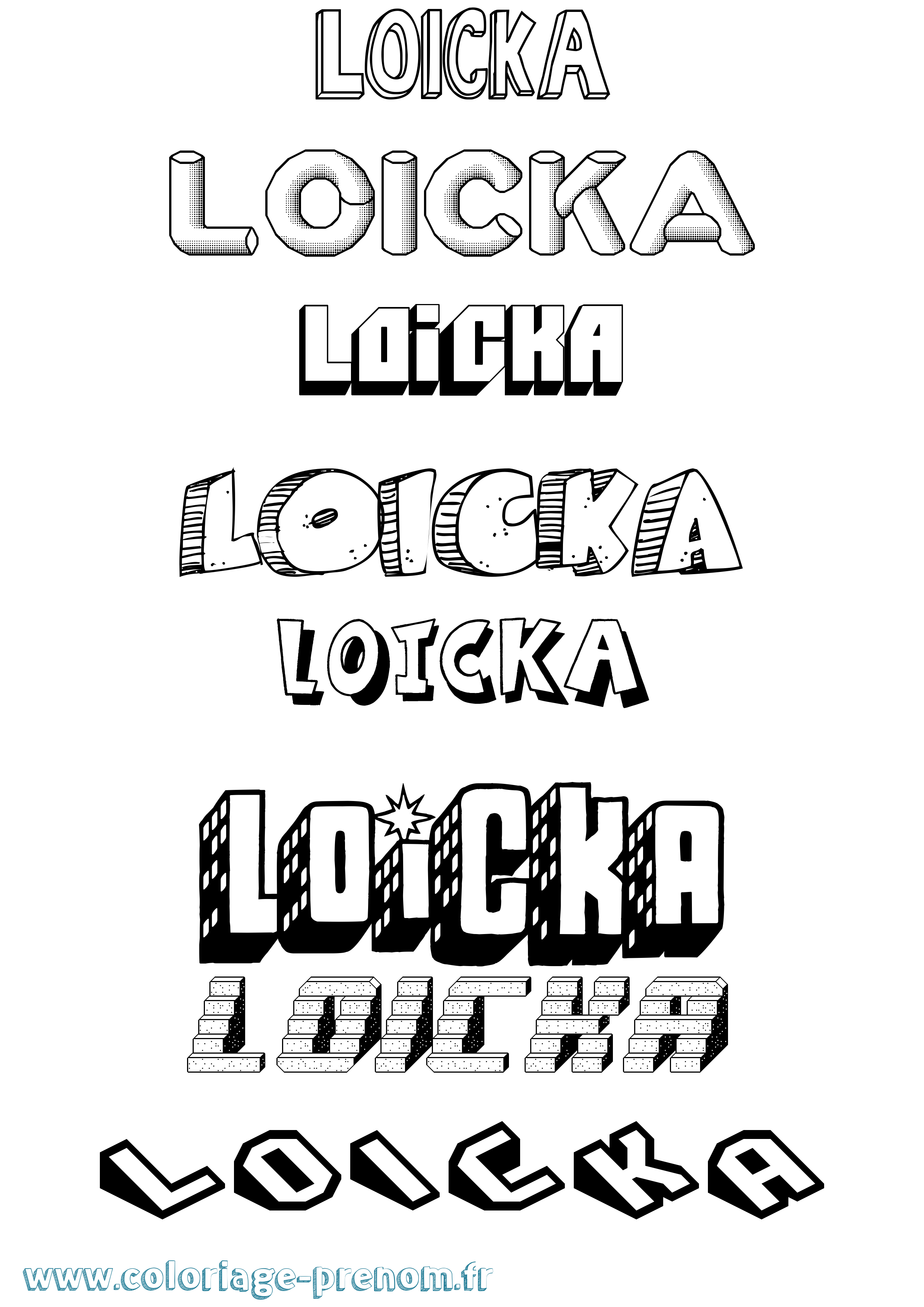 Coloriage Loicka Effet 3D Coloriage prénom Loicka Effet 3D