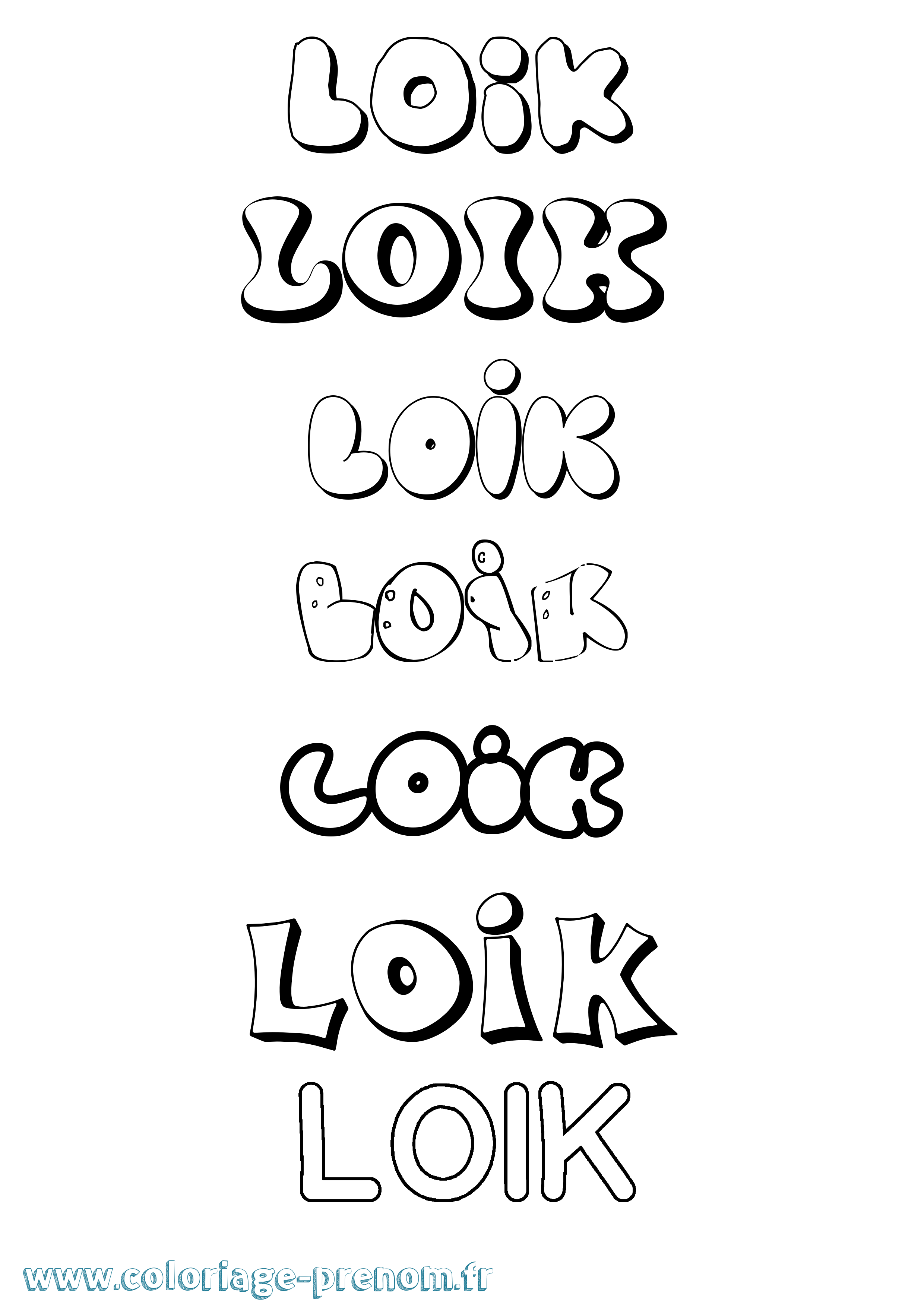 Coloriage Loik Bubble Coloriage prénom Loik Bubble