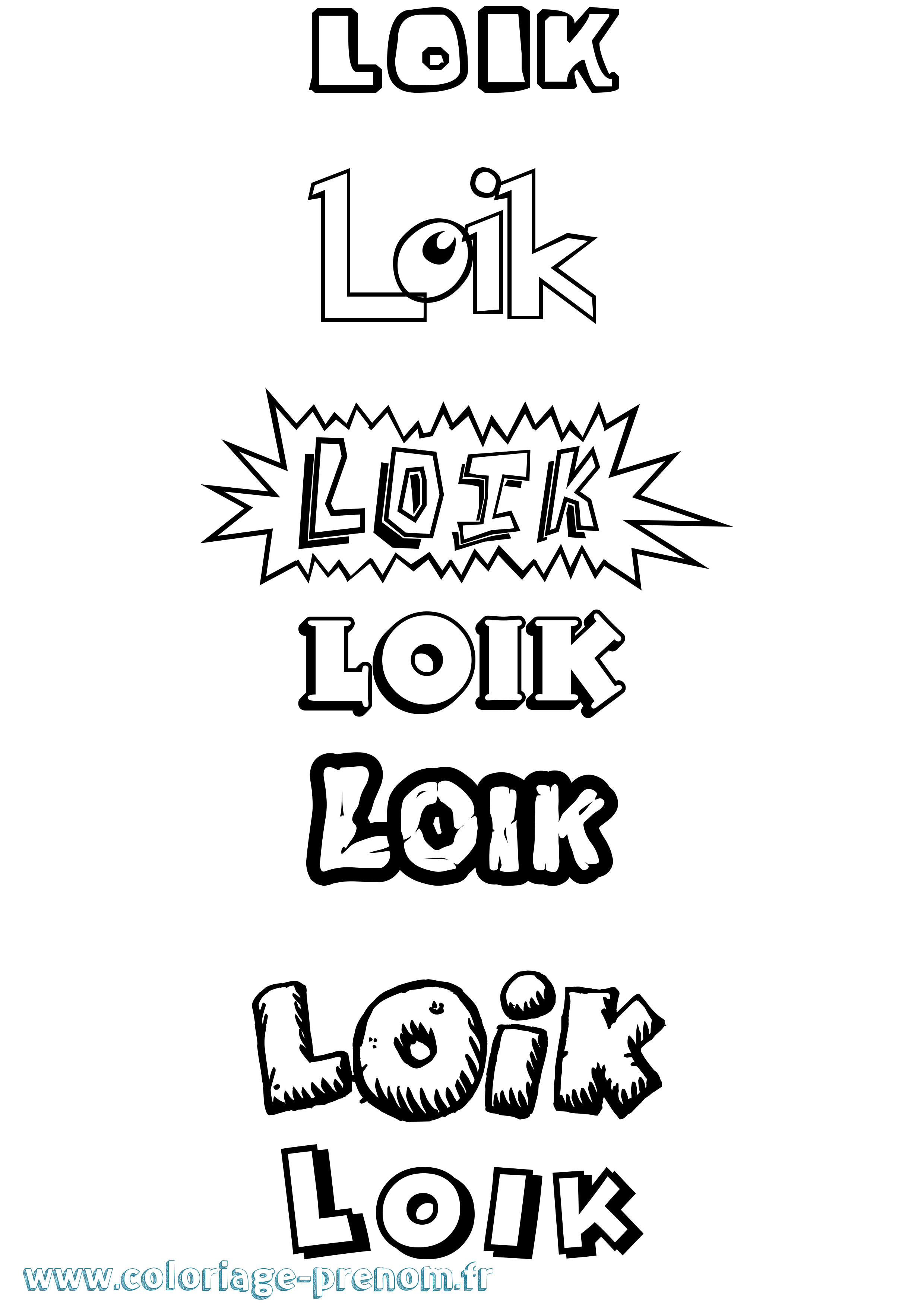 Coloriage Loik Dessin Animé Coloriage prénom Loik Dessin Animé