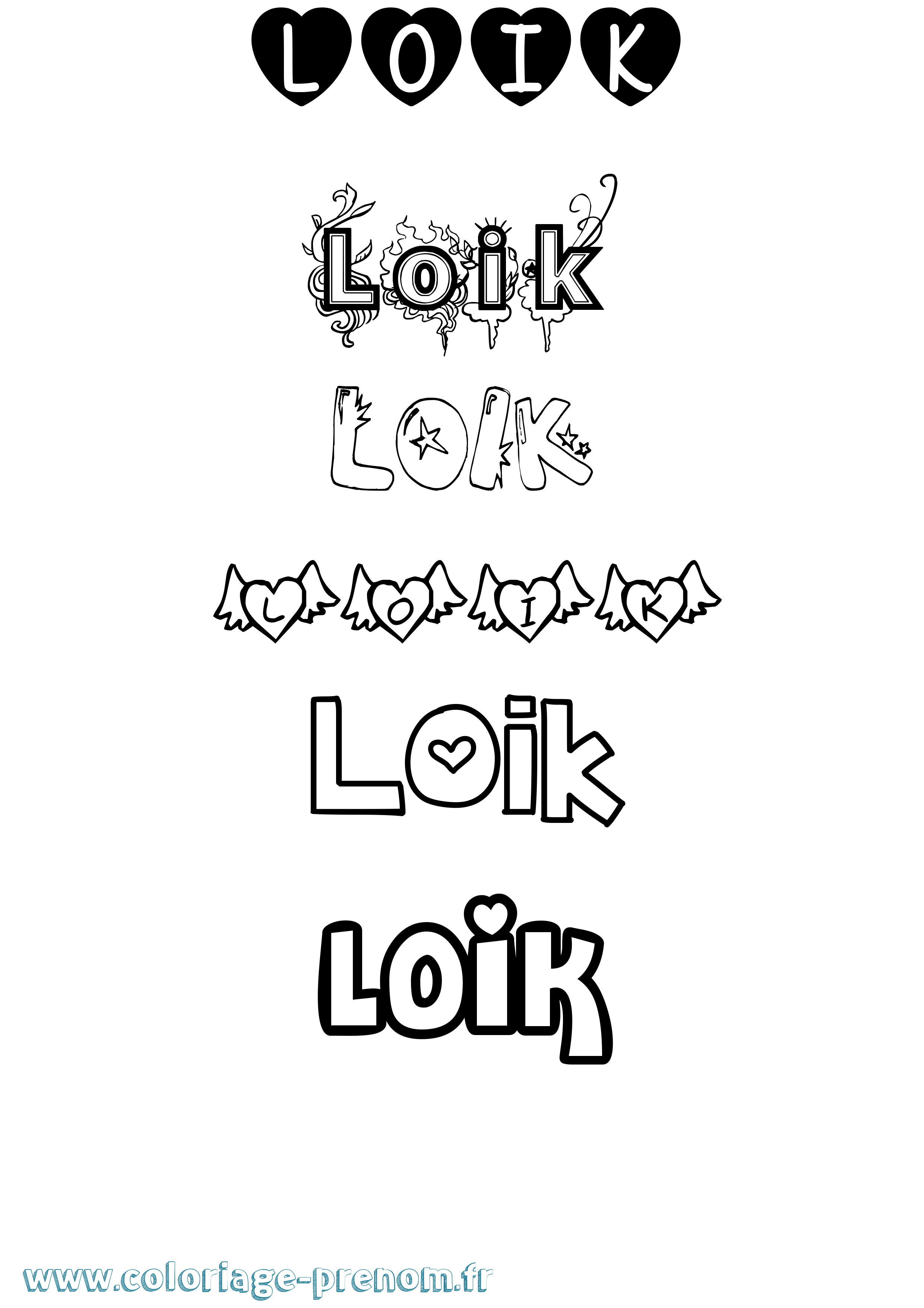 Coloriage Loik Girly Coloriage prénom Loik Girly