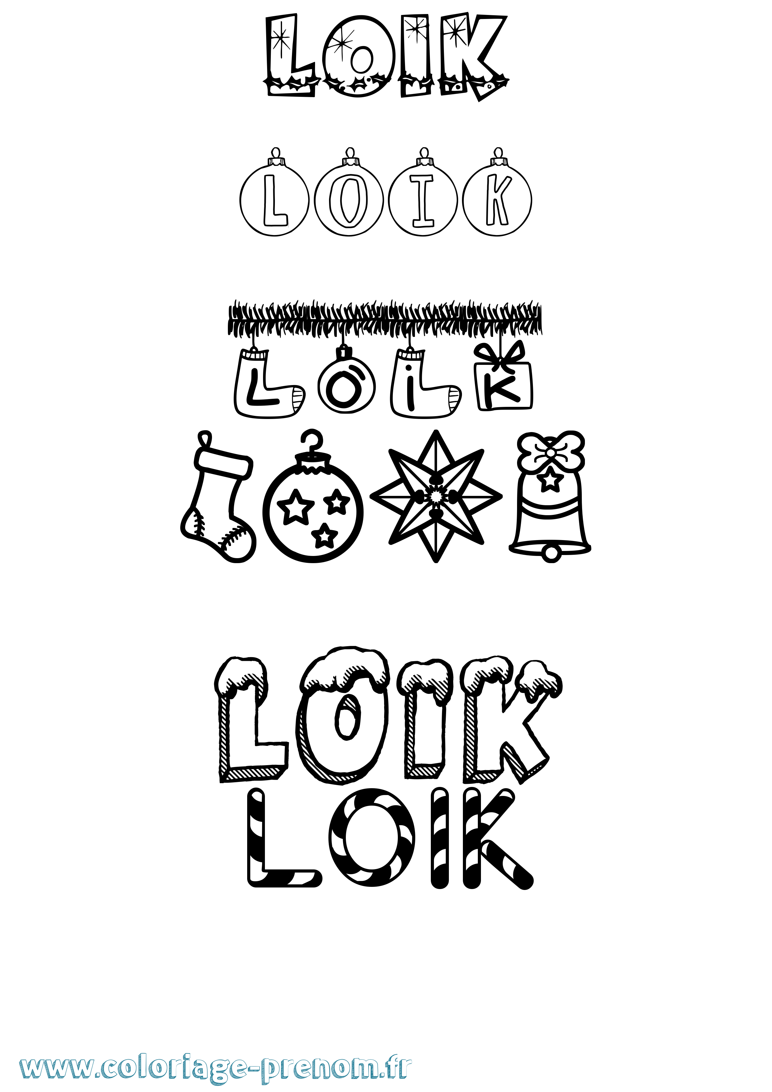 Coloriage Loik Noël Coloriage prénom Loik Noël