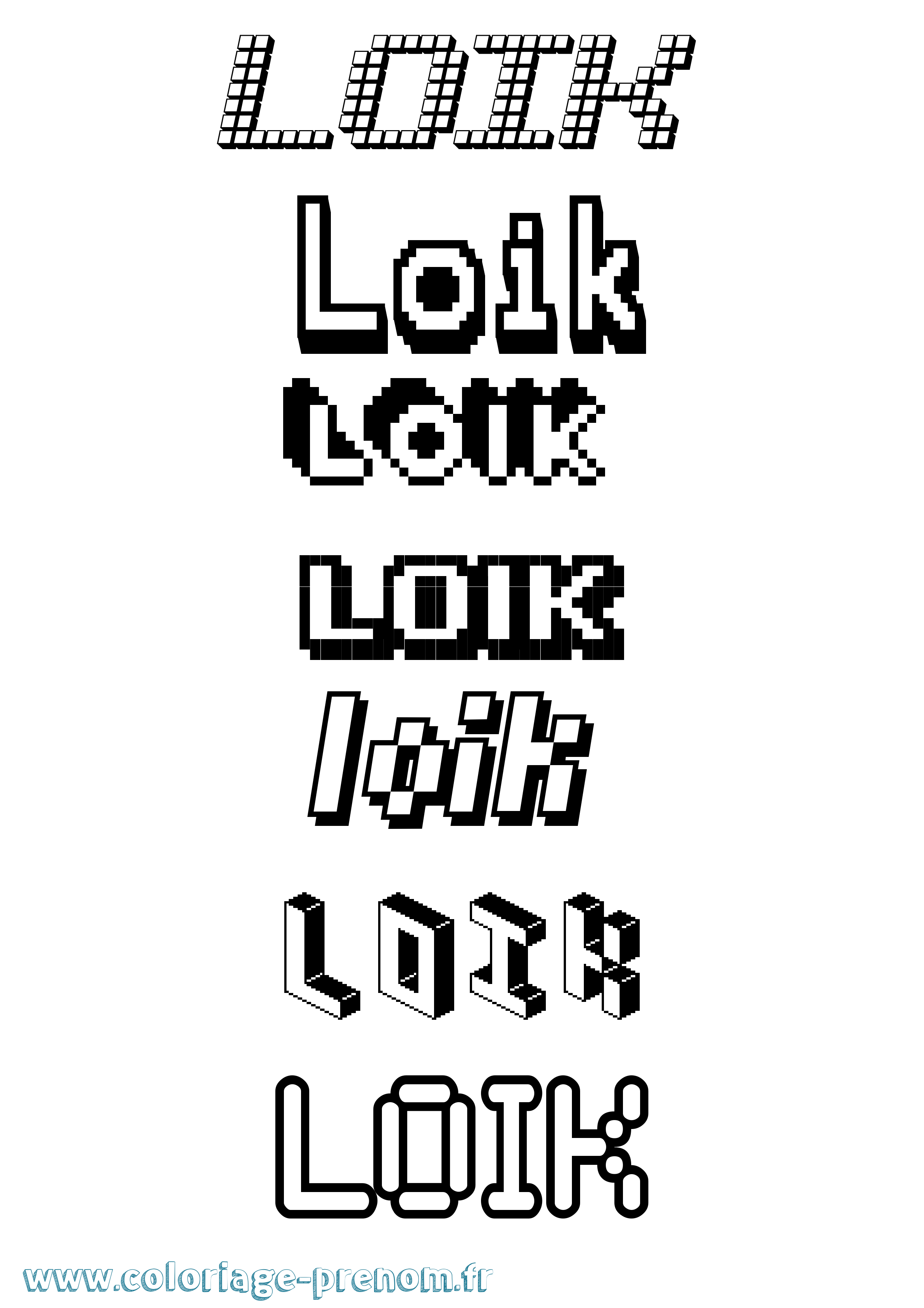 Coloriage Loik Pixel Coloriage prénom Loik Pixel
