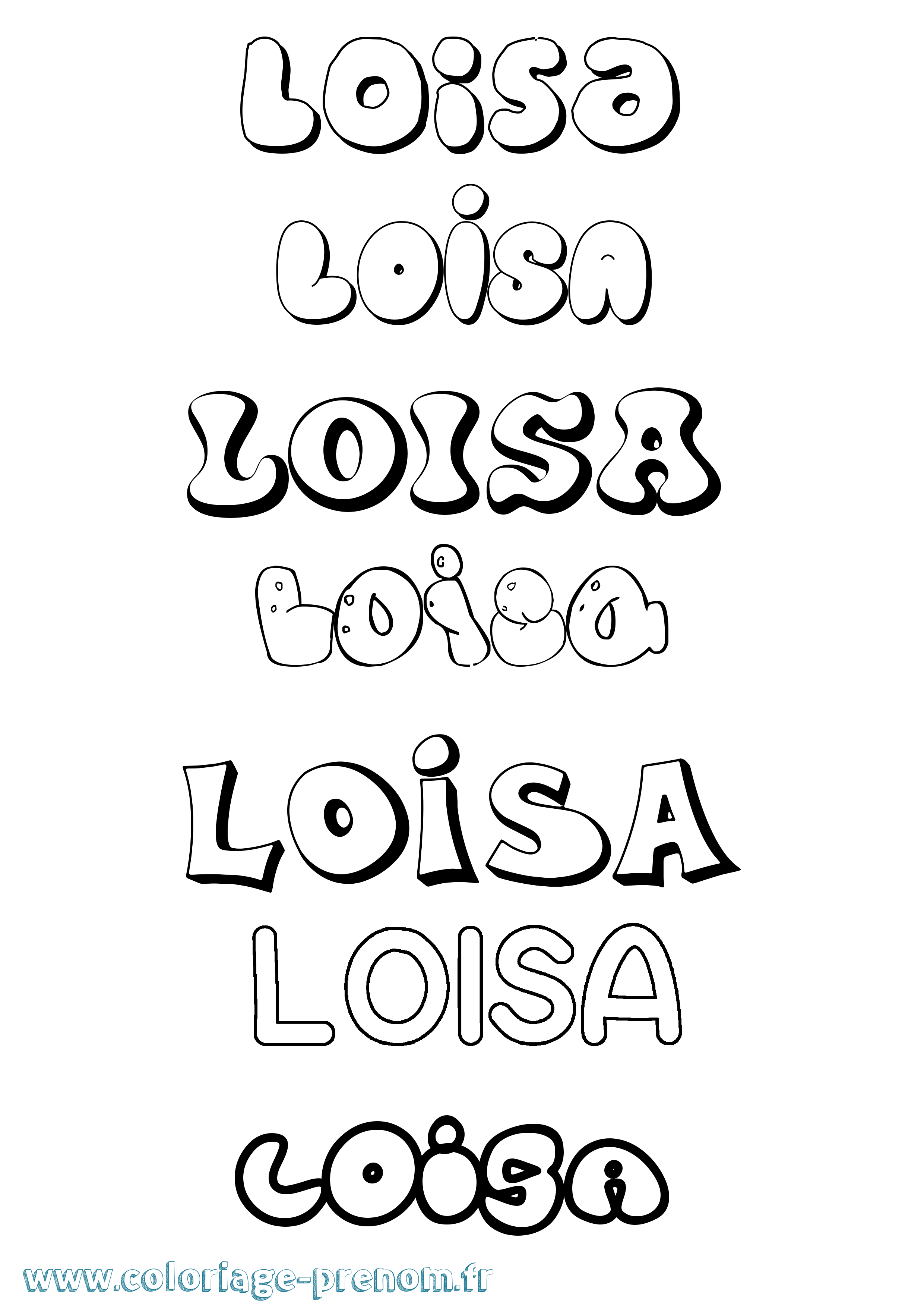 Coloriage Loisa Bubble Coloriage prénom Loisa Bubble