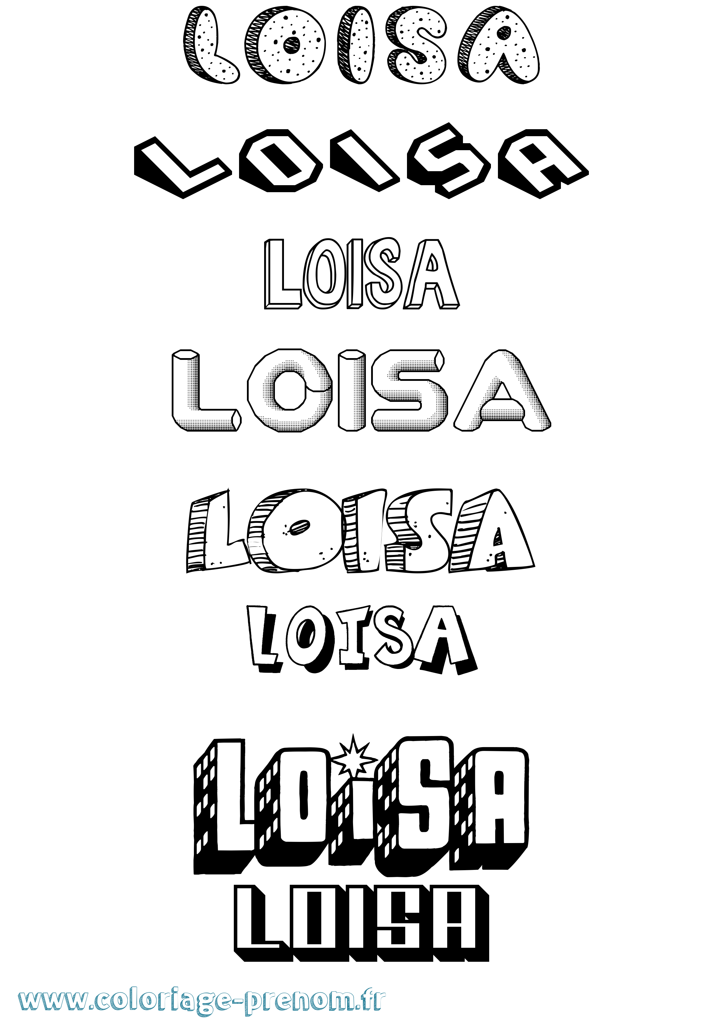Coloriage Loisa Effet 3D Coloriage prénom Loisa Effet 3D