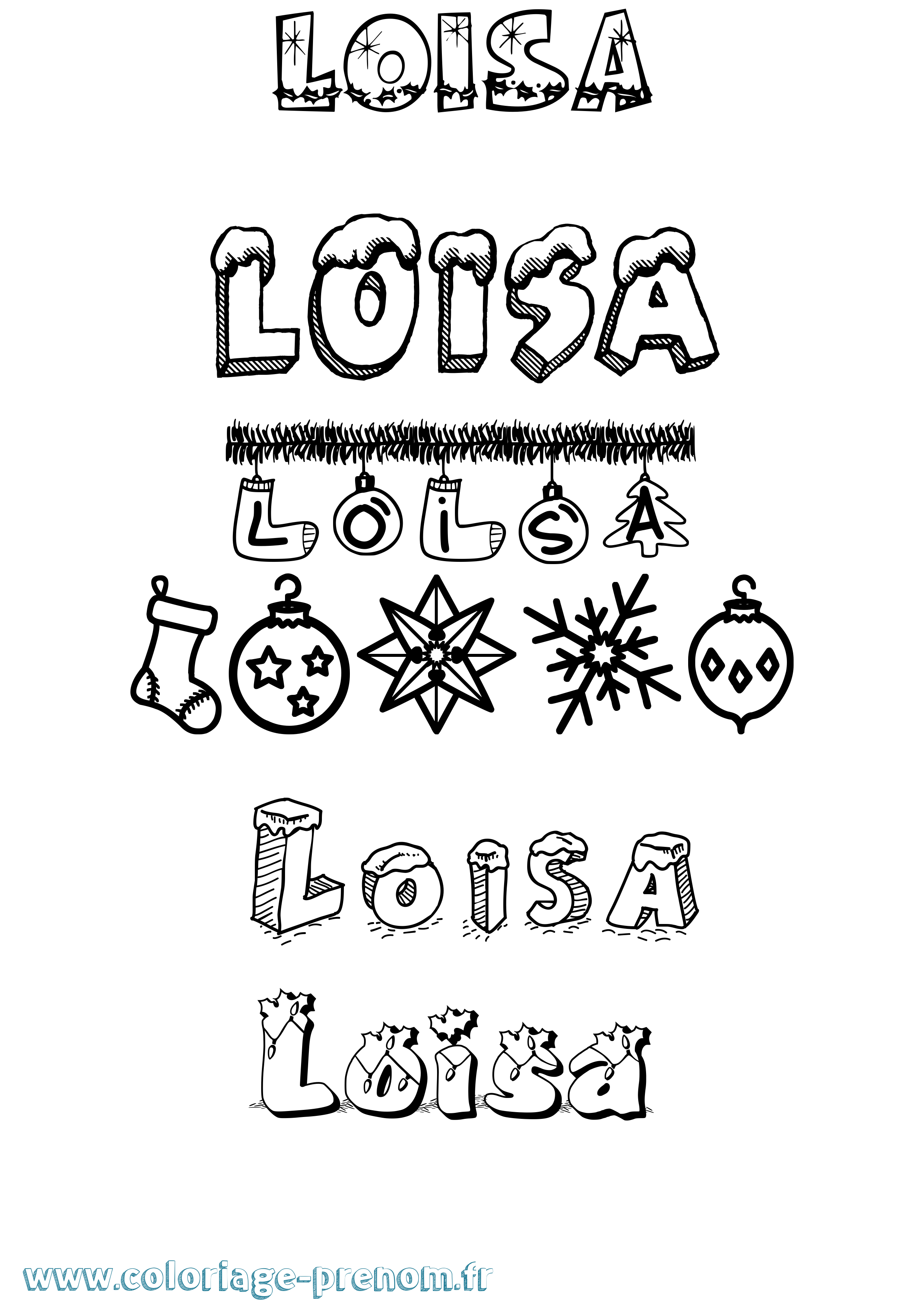 Coloriage Loisa Noël Coloriage prénom Loisa Noël