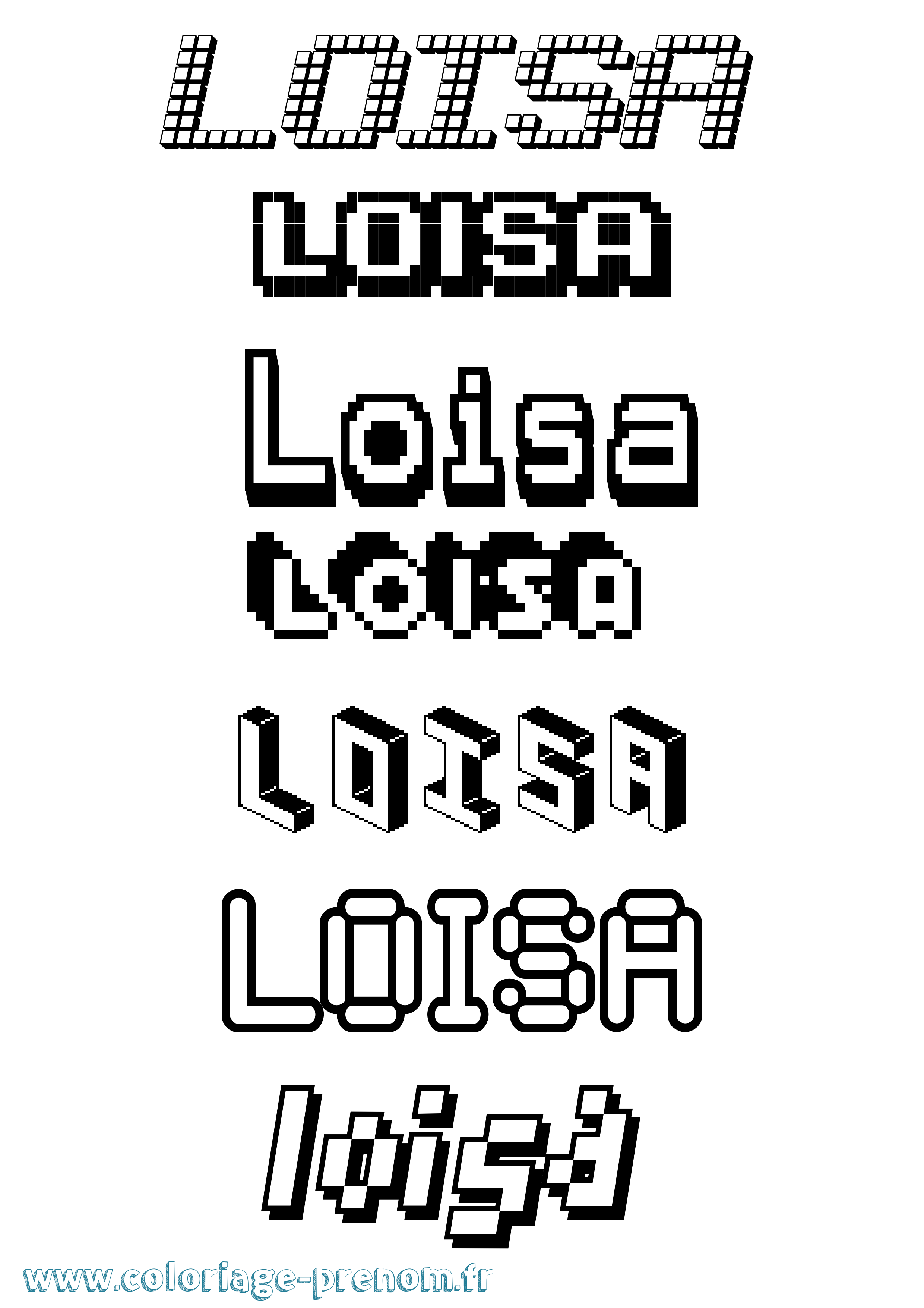 Coloriage Loisa Pixel Coloriage prénom Loisa Pixel