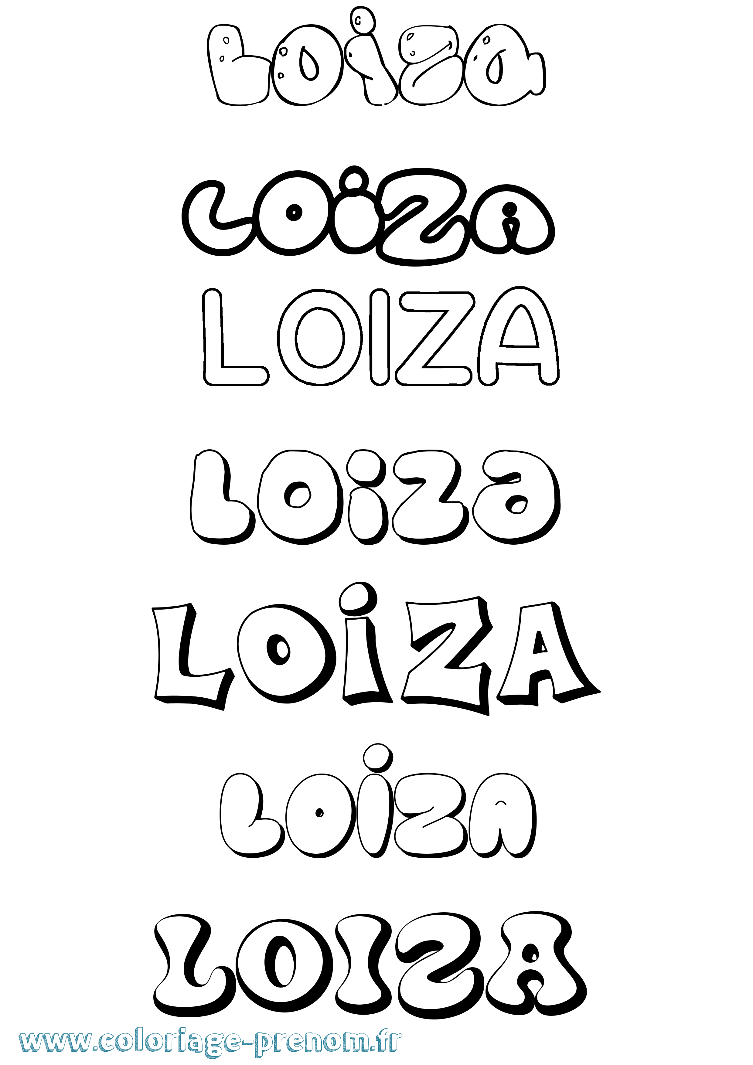 Coloriage Loiza Bubble Coloriage prénom Loiza Bubble