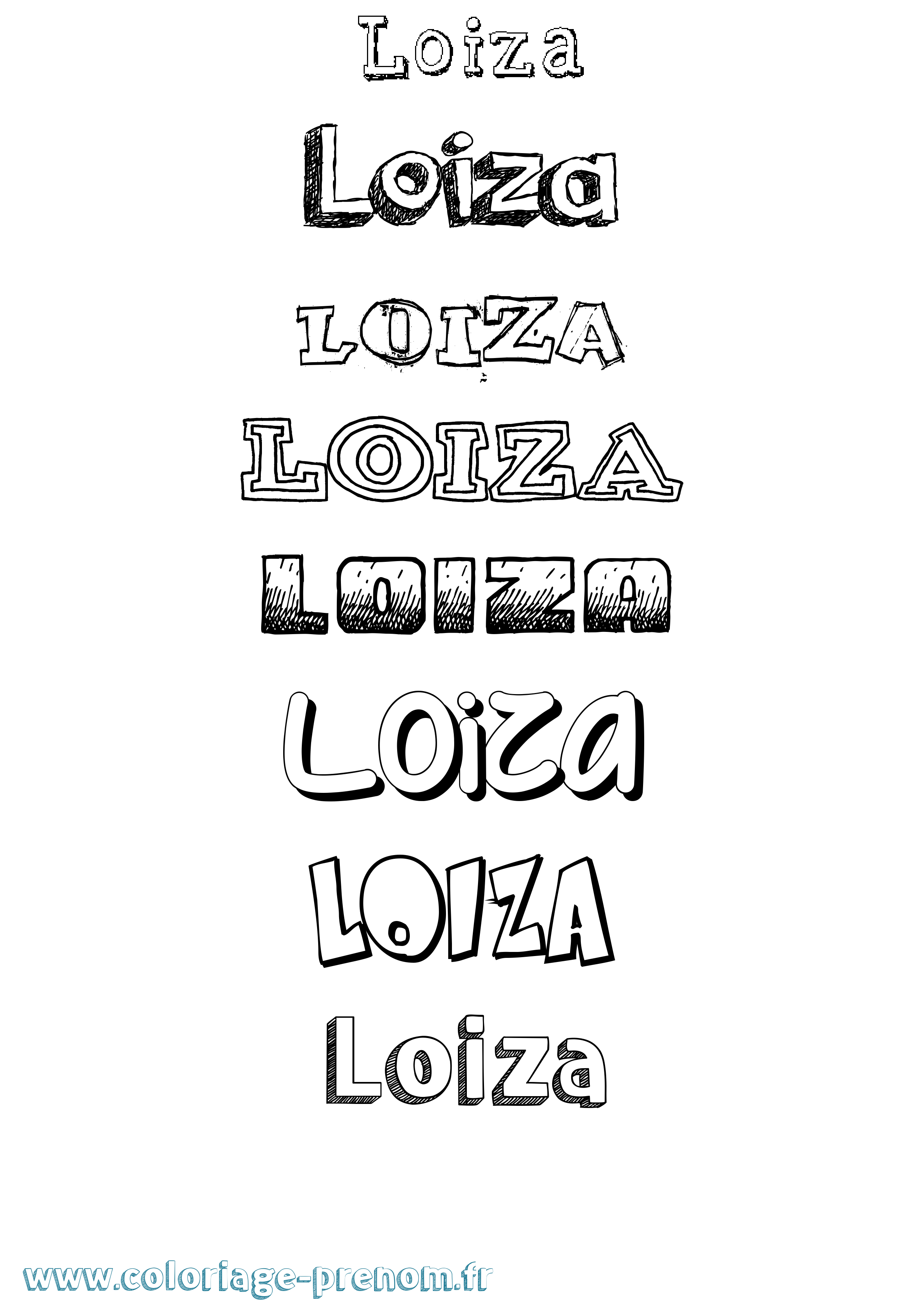 Coloriage Loiza Dessiné Coloriage prénom Loiza Dessiné