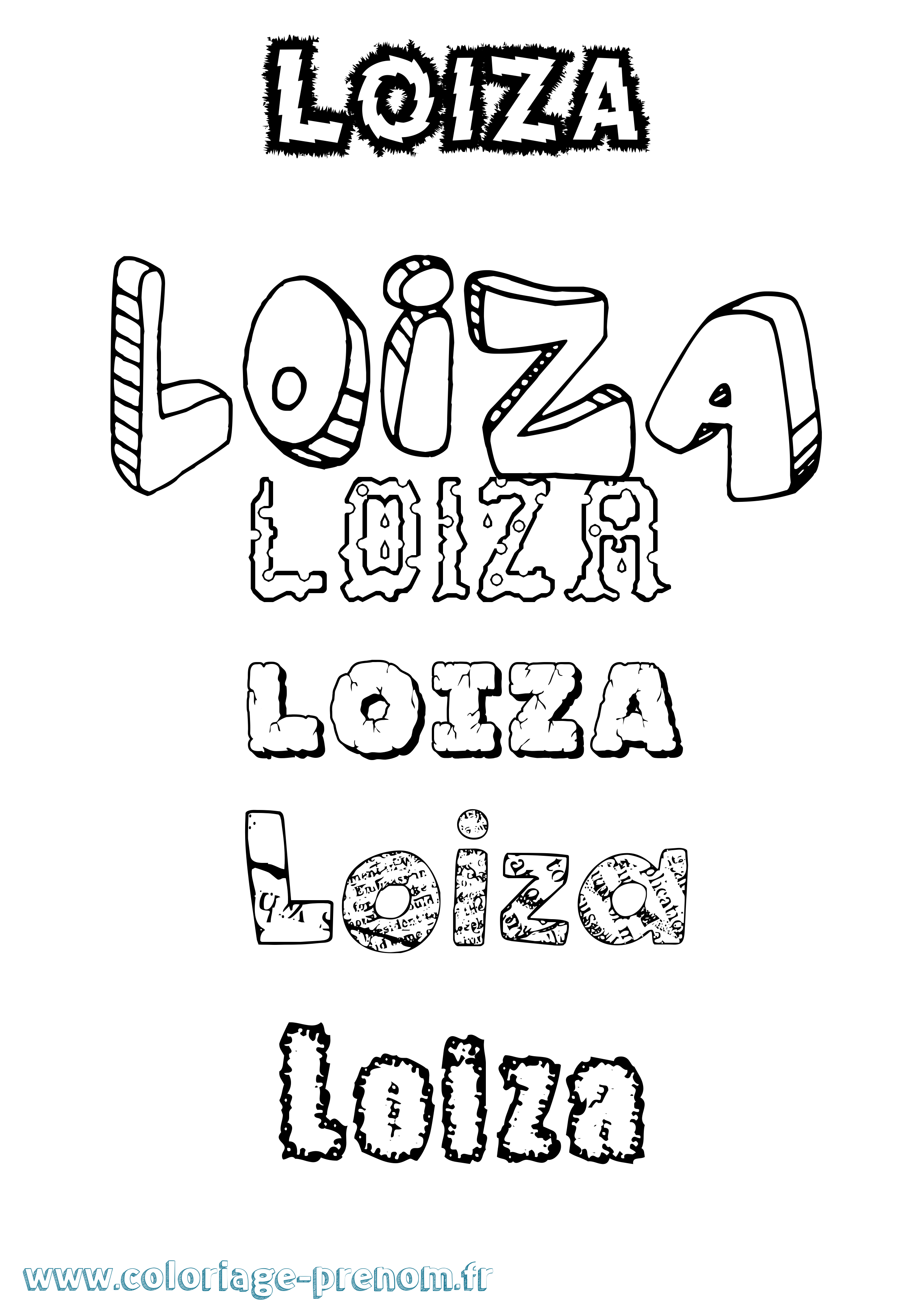 Coloriage Loiza Destructuré Coloriage prénom Loiza Destructuré