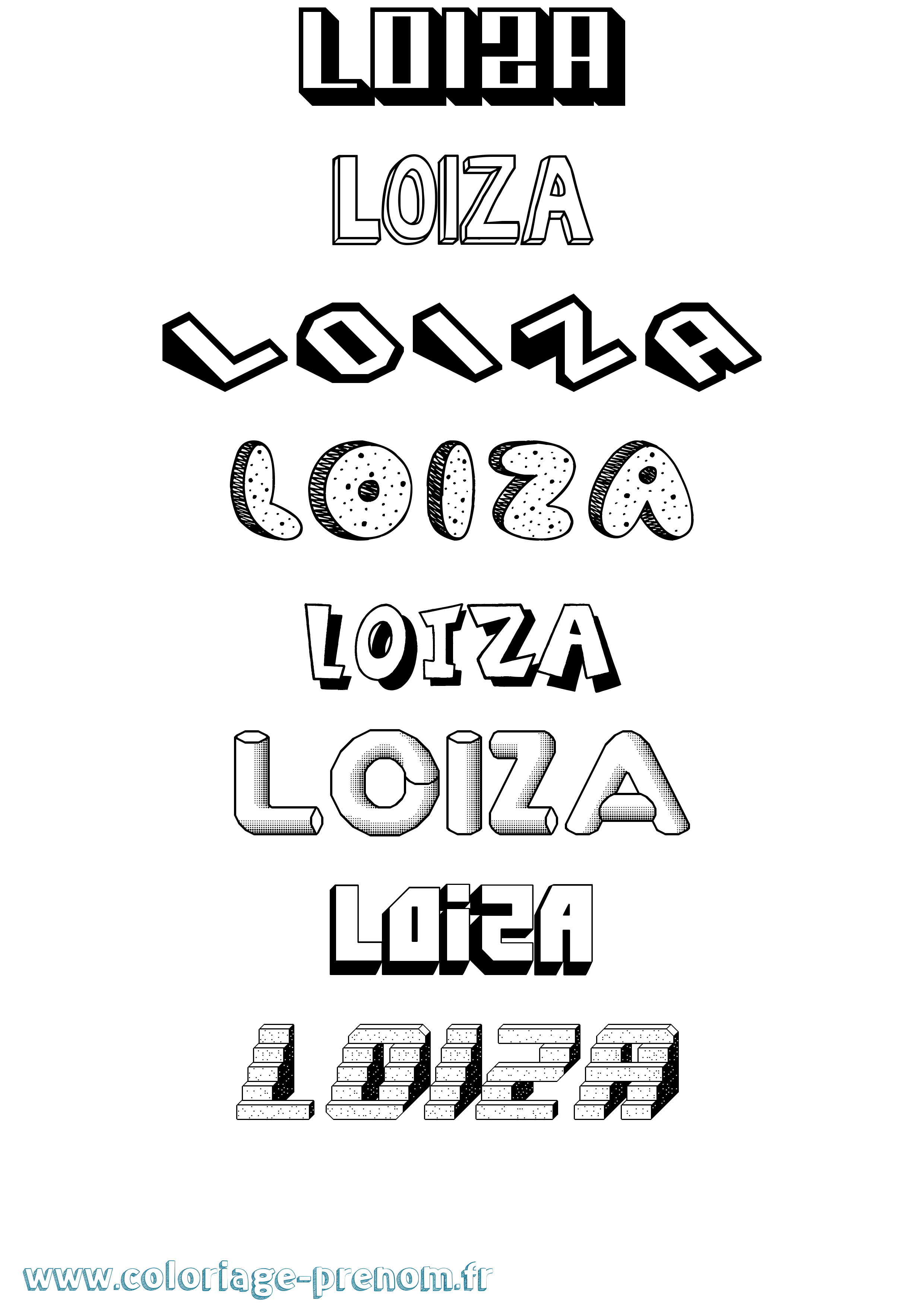 Coloriage Loiza Effet 3D Coloriage prénom Loiza Effet 3D