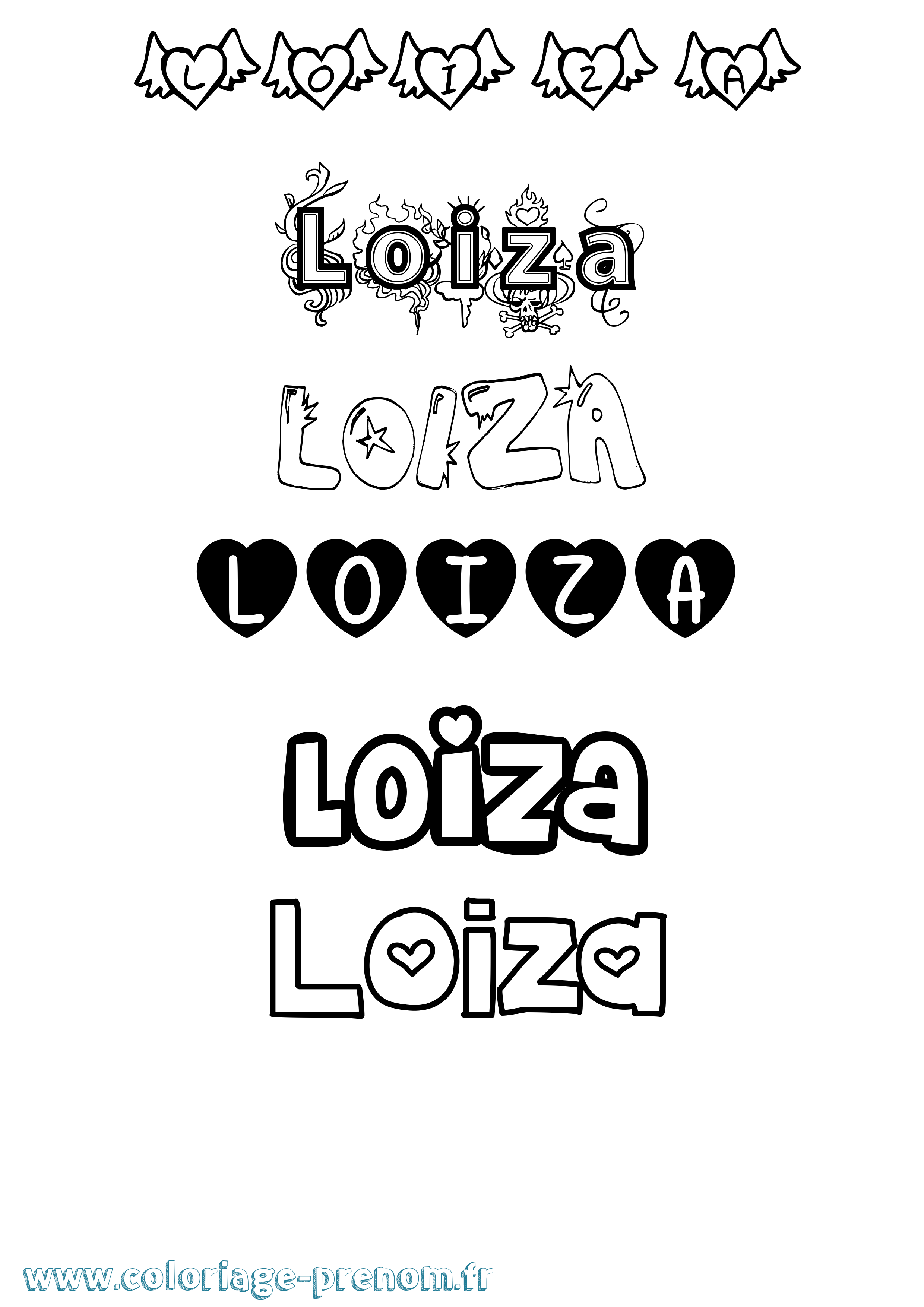 Coloriage Loiza Girly Coloriage prénom Loiza Girly