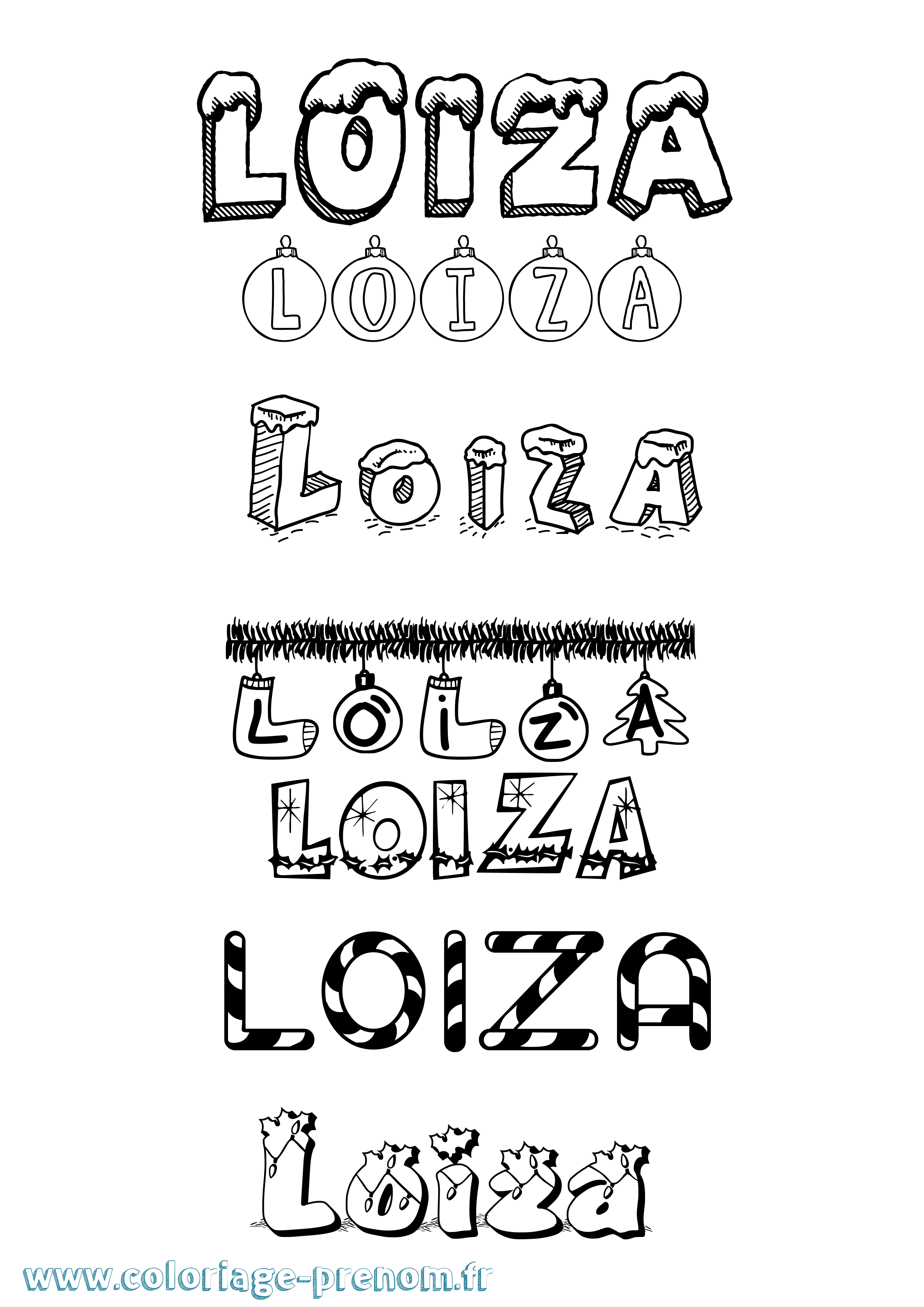 Coloriage Loiza Noël Coloriage prénom Loiza Noël