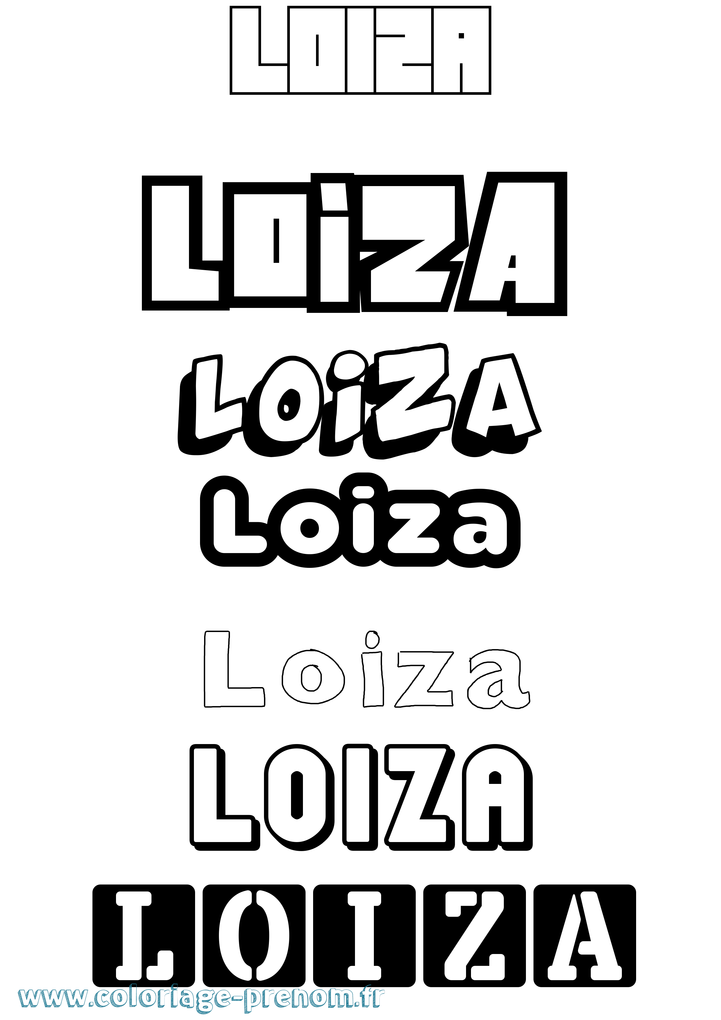 Coloriage Loiza Simple Coloriage prénom Loiza Simple