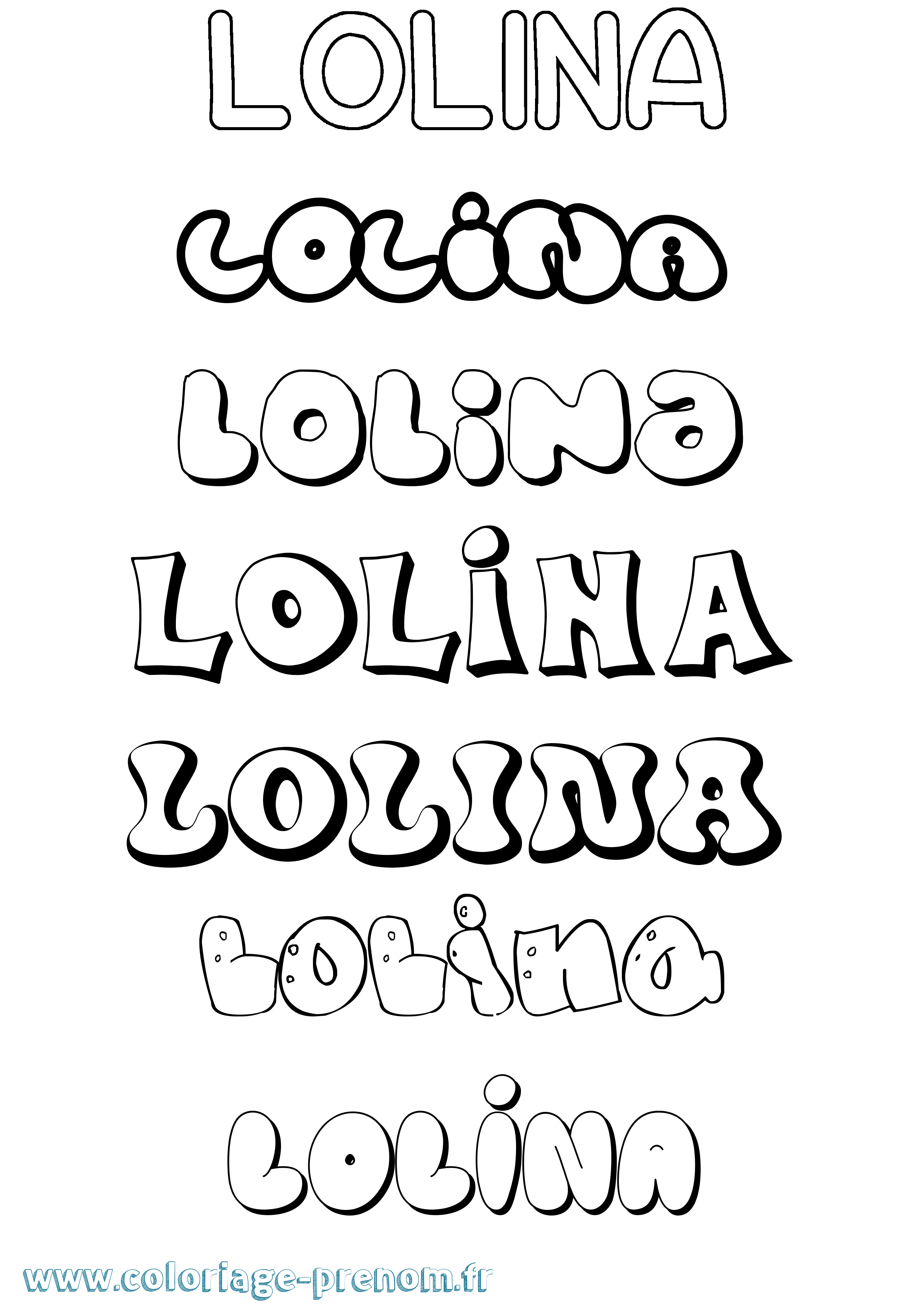 Coloriage Lolina Bubble Coloriage prénom Lolina Bubble