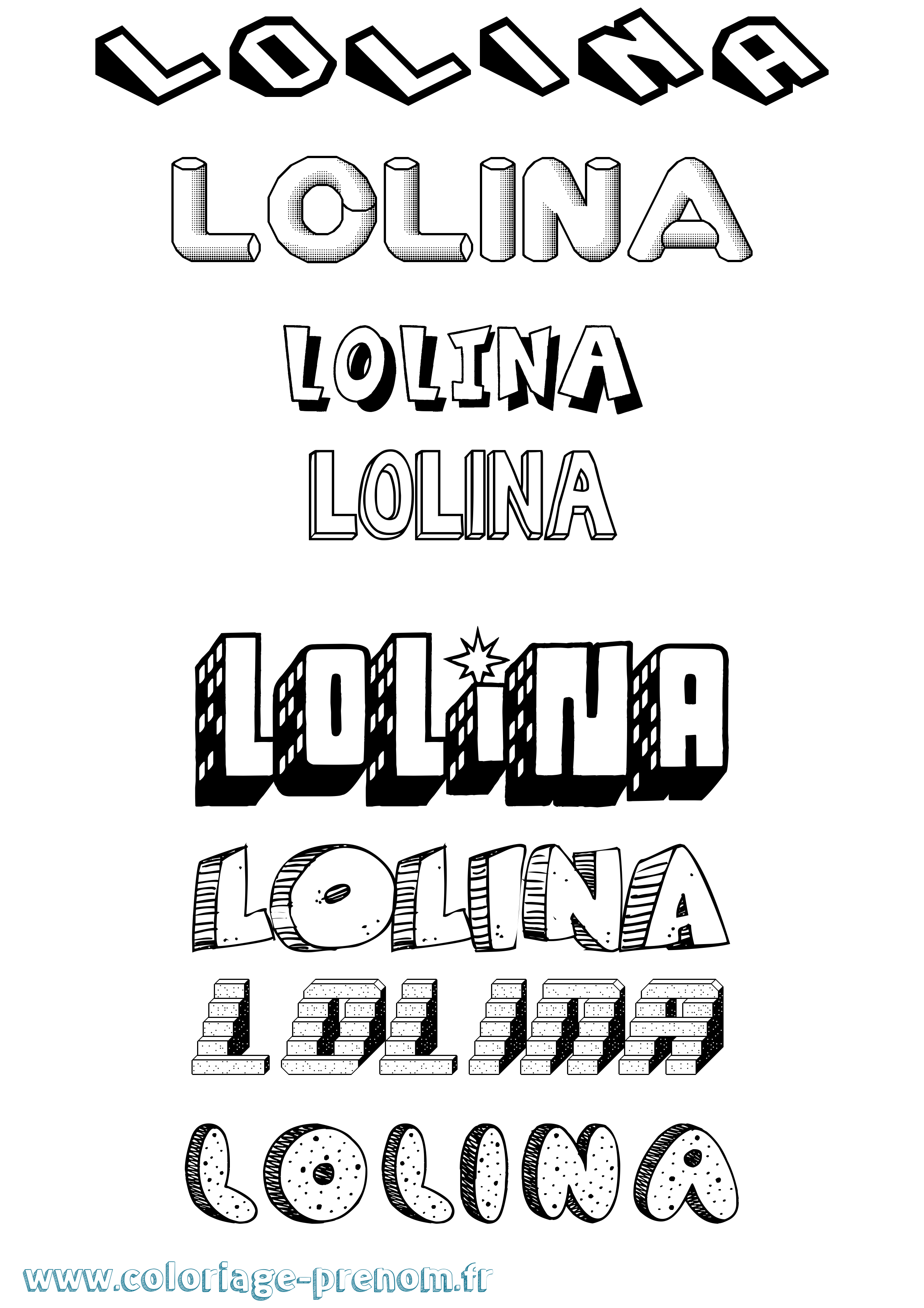 Coloriage Lolina Effet 3D Coloriage prénom Lolina Effet 3D