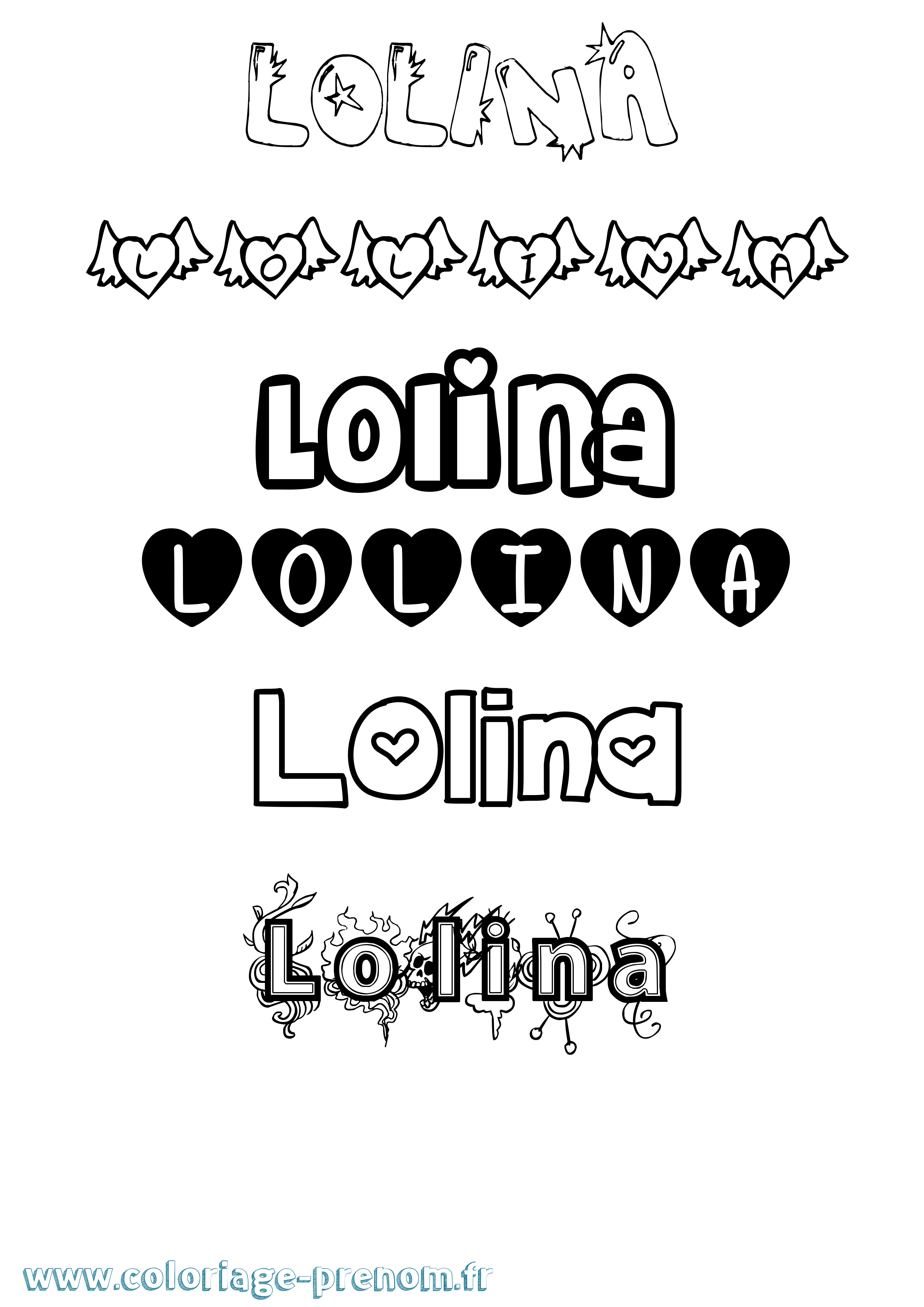 Coloriage Lolina Girly Coloriage prénom Lolina Girly