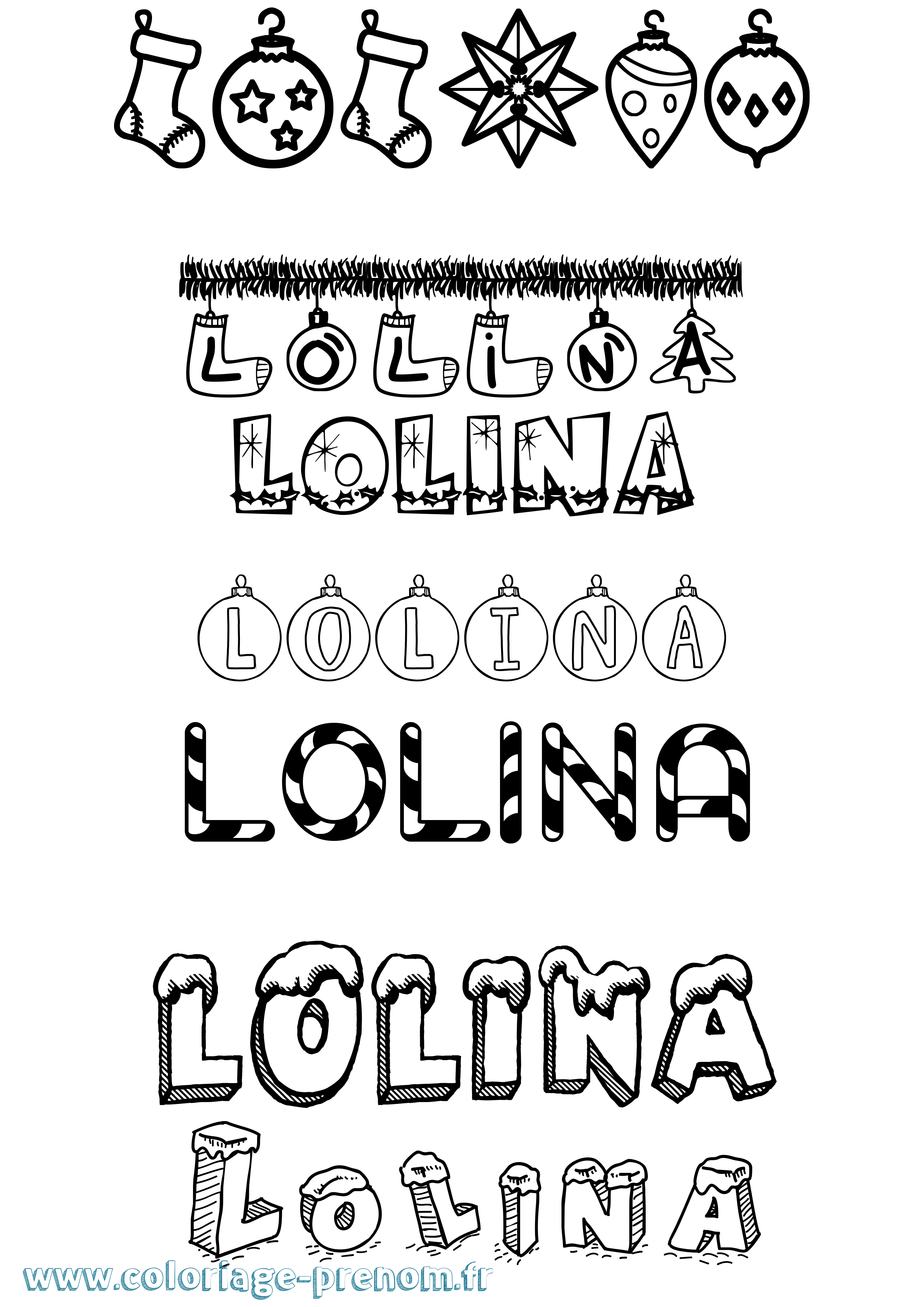 Coloriage Lolina Noël Coloriage prénom Lolina Noël