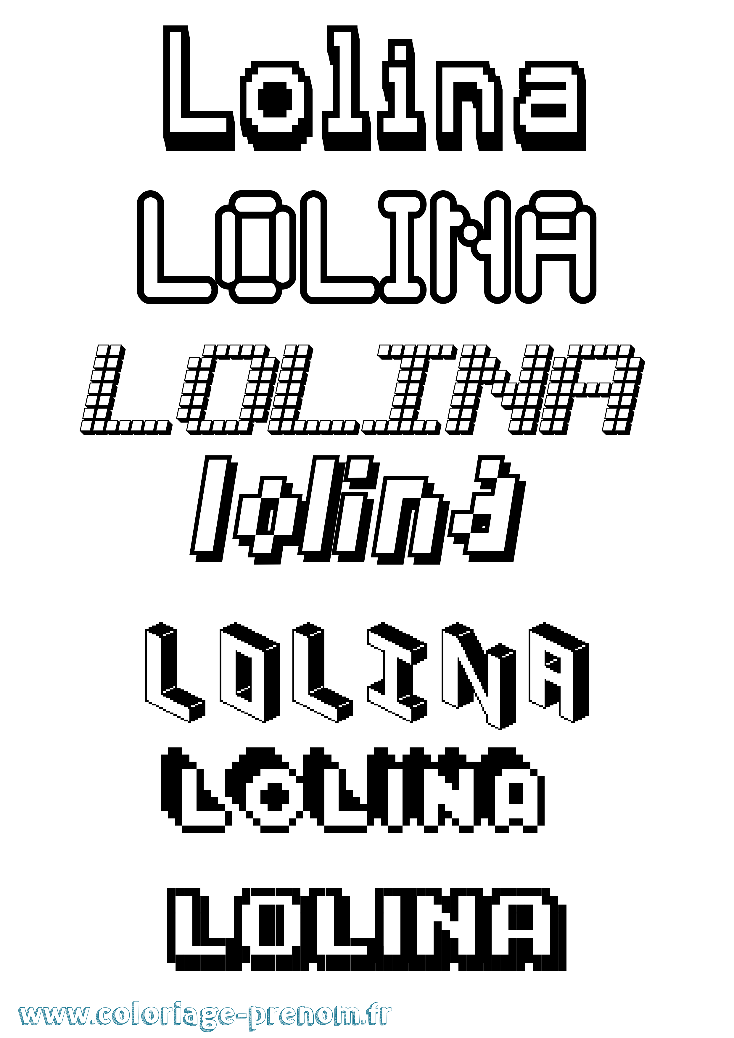 Coloriage Lolina Pixel Coloriage prénom Lolina Pixel