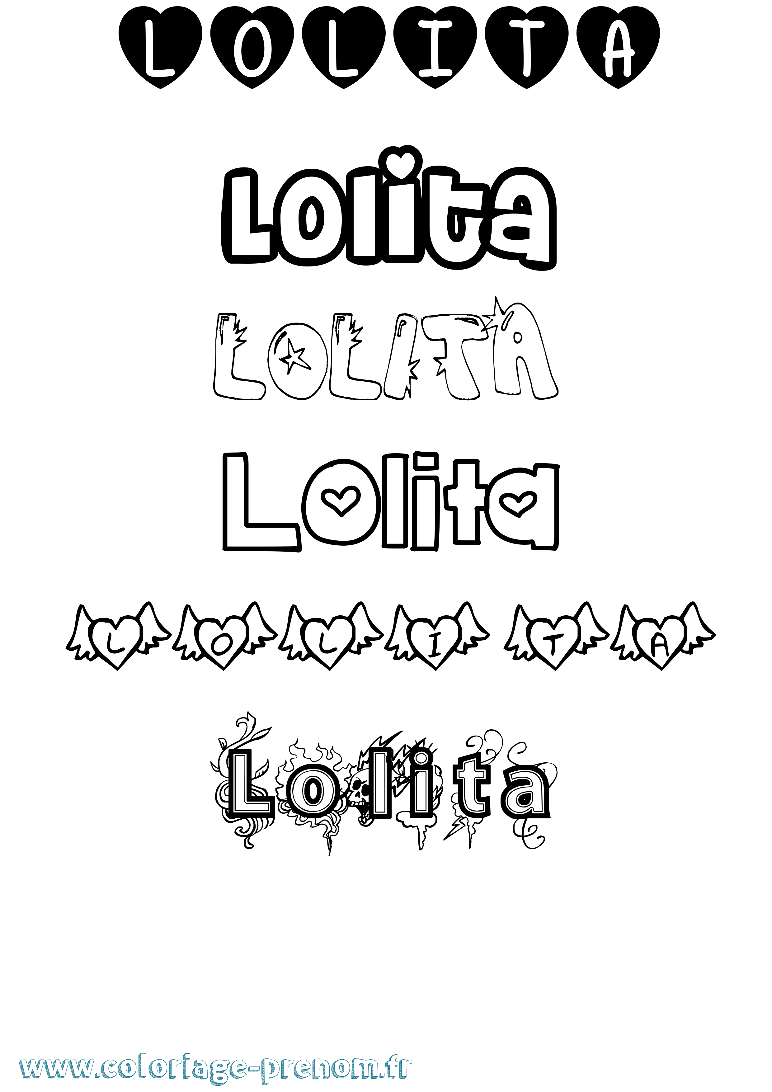 Coloriage Lolita Girly Coloriage prénom Lolita Girly