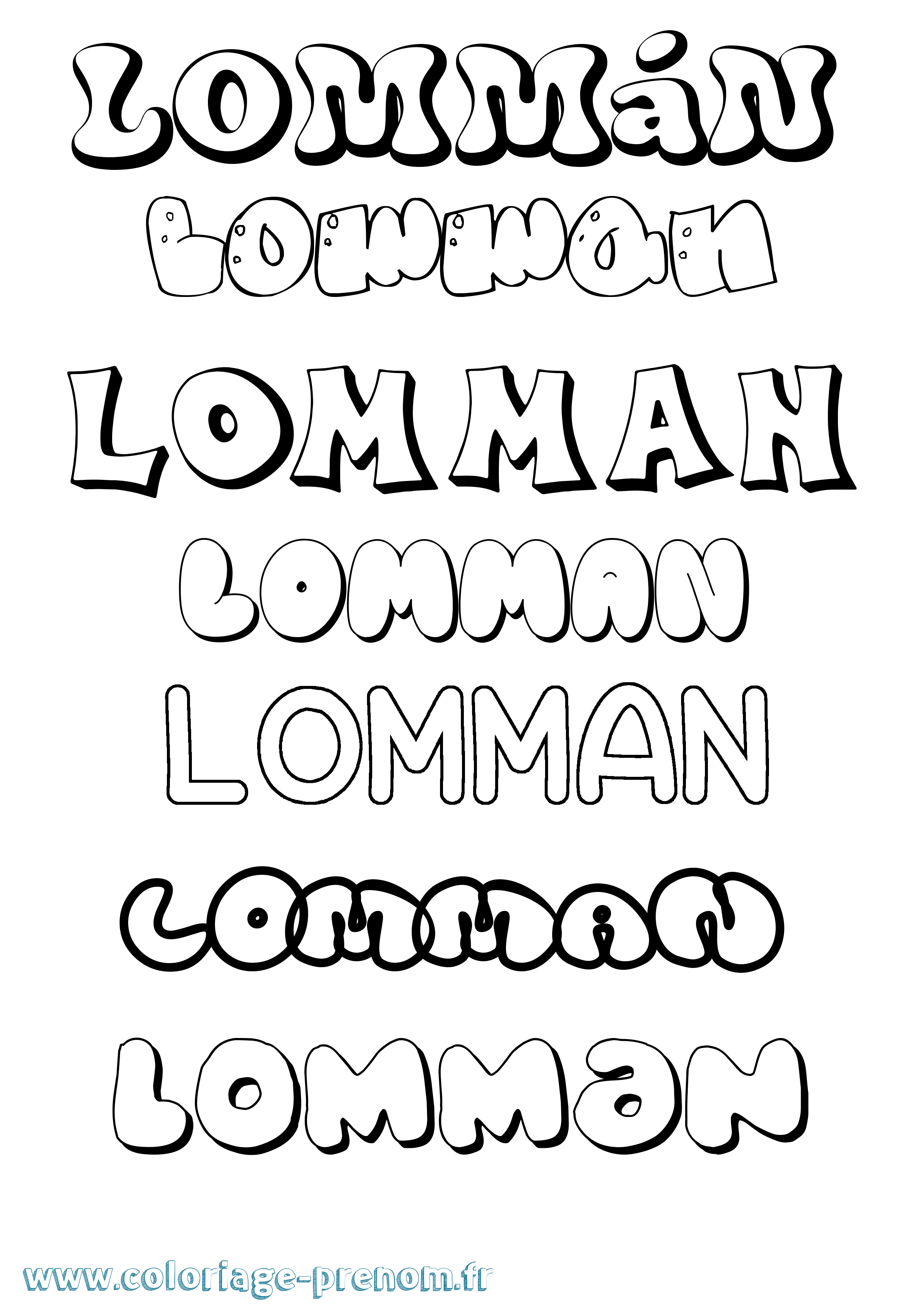 Coloriage Lommán Bubble Coloriage prénom Lommán Bubble
